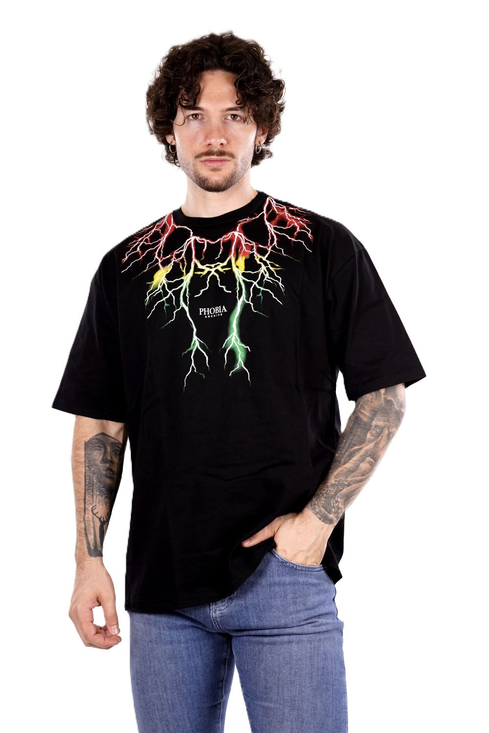 T-shirt PHOBIA da Uomo - nero PH00770REDGREEN