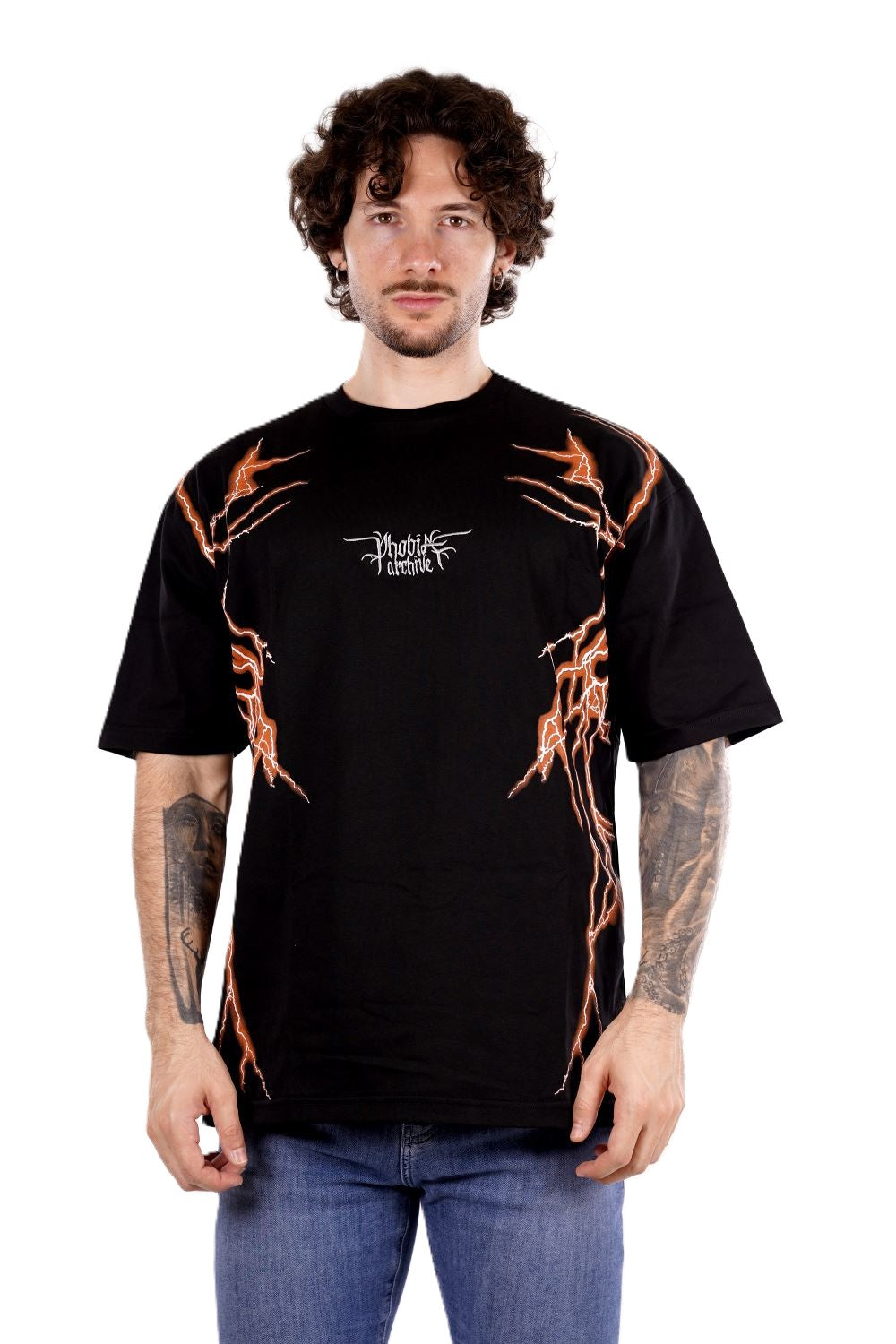 T-shirt PHOBIA da Uomo - nero PH00811ORANGELAT
