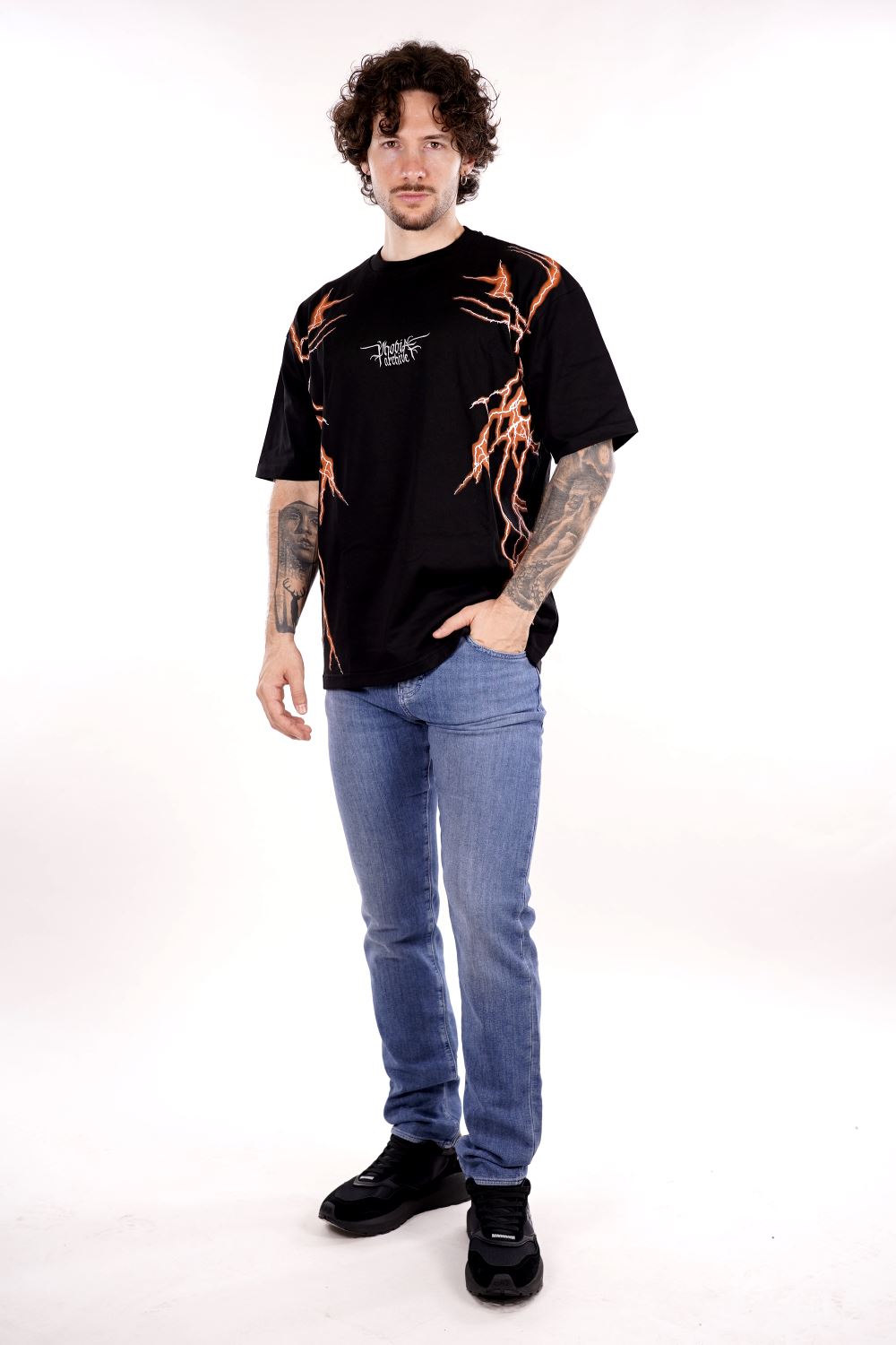 T-shirt PHOBIA da Uomo - nero PH00811ORANGELAT