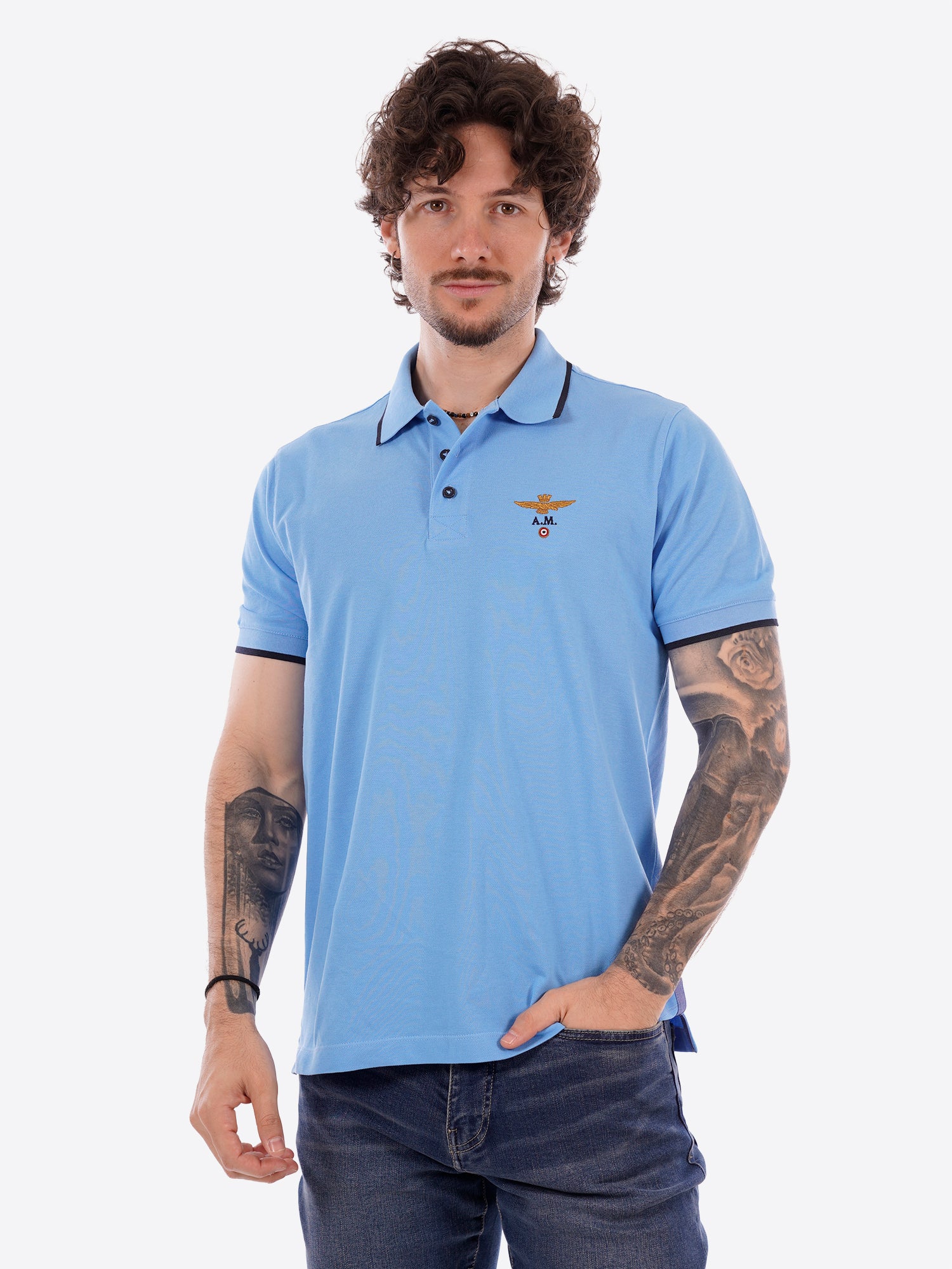 Polo maniche corte AERONAUTICA MILITARE da Uomo - blu PO130821324 CELESTE