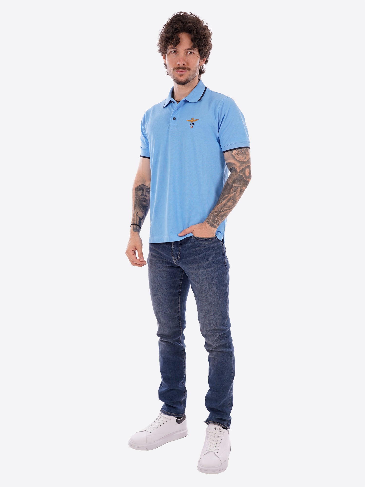 Polo maniche corte AERONAUTICA MILITARE da Uomo - blu PO130821324 CELESTE