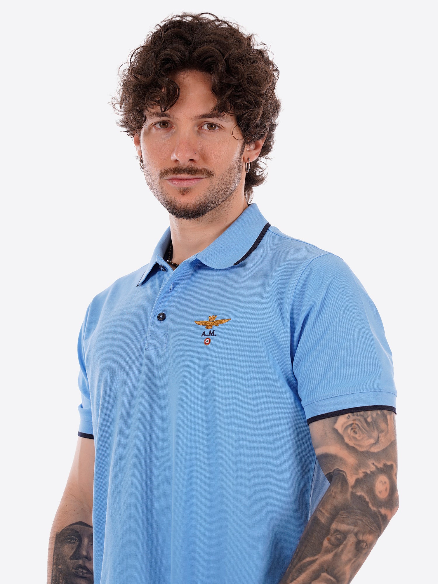 Polo maniche corte AERONAUTICA MILITARE da Uomo - blu PO130821324 CELESTE