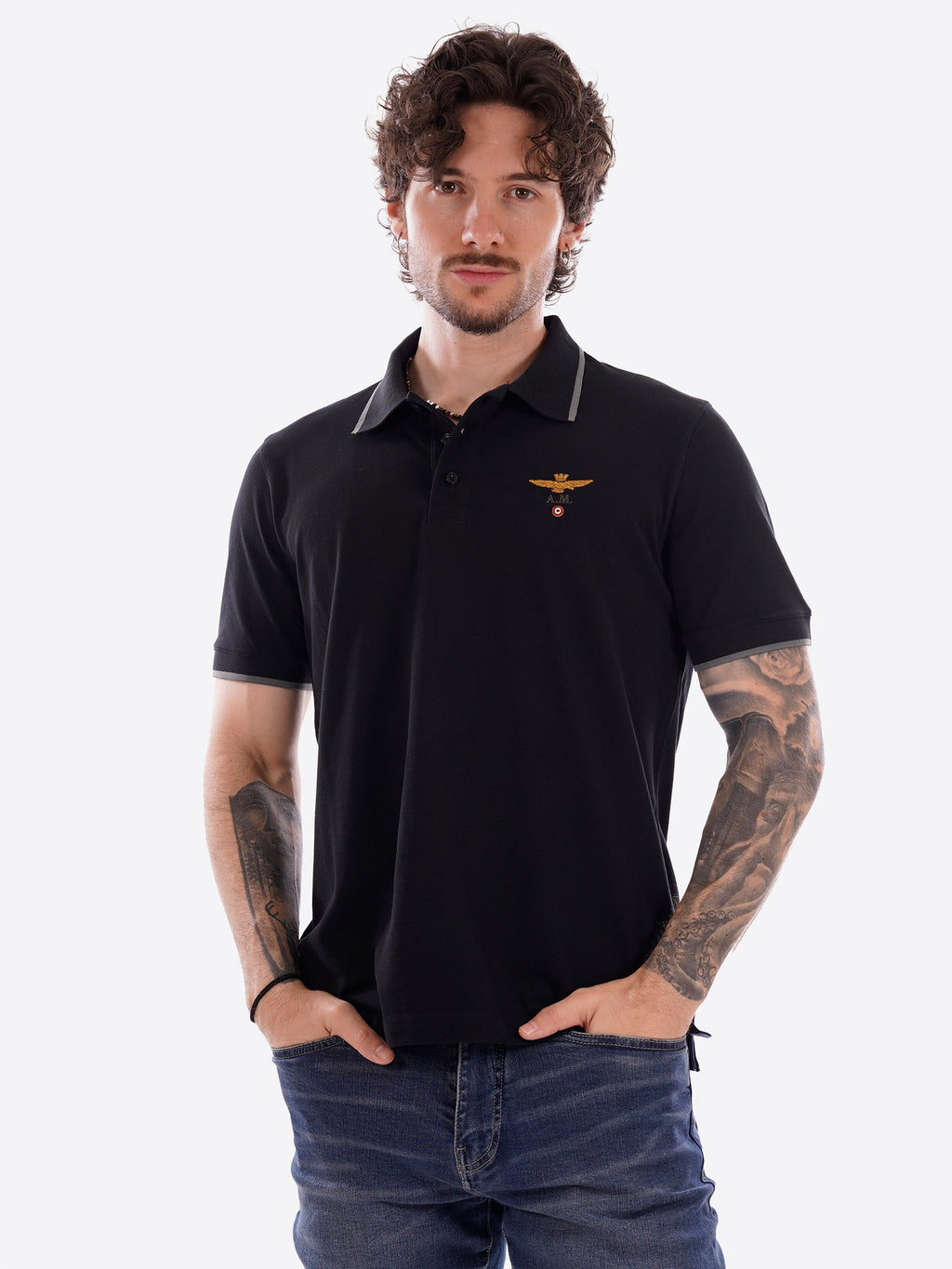 Polo maniche corte AERONAUTICA MILITARE da Uomo - nero PO130834300 NEROQ