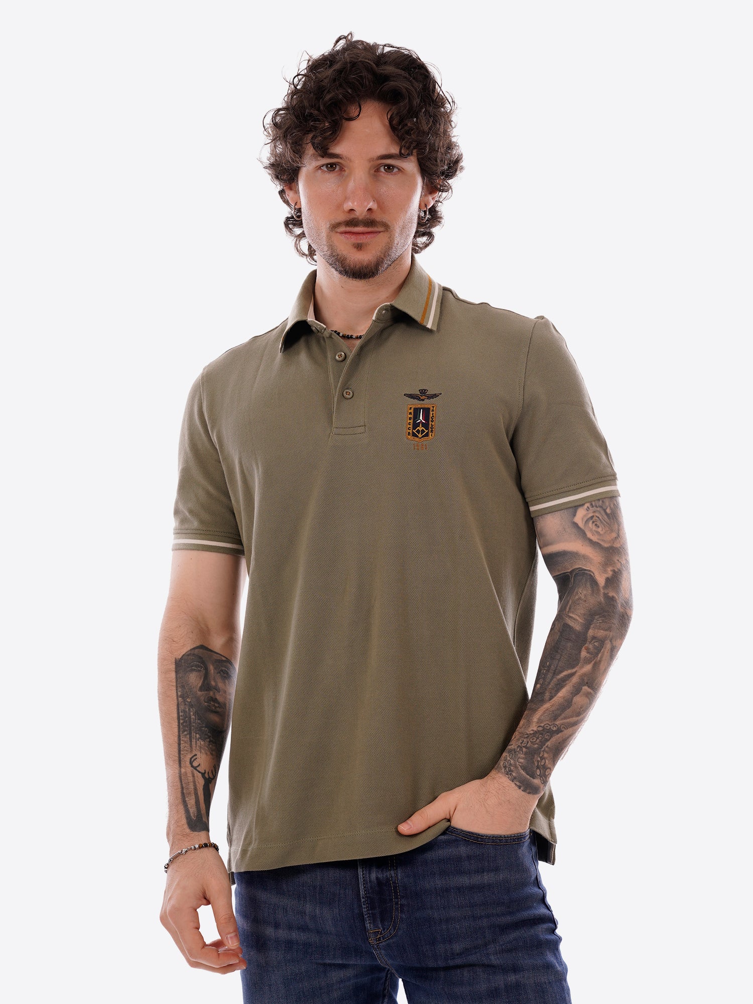 Polo maniche corte AERONAUTICA MILITARE da Uomo - verde PO191407304 VERDE