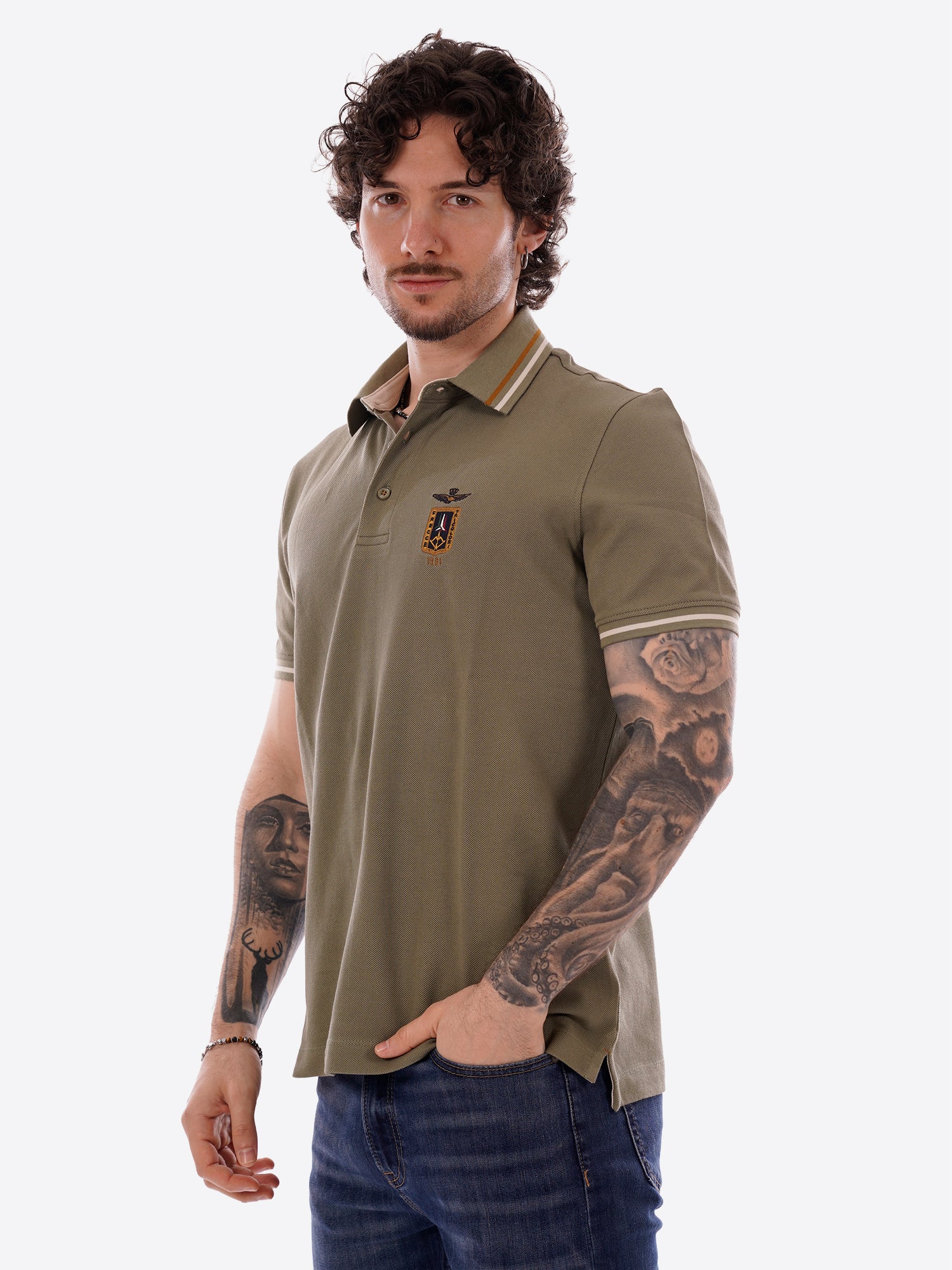 Polo maniche corte AERONAUTICA MILITARE da Uomo - verde PO191407304 VERDE
