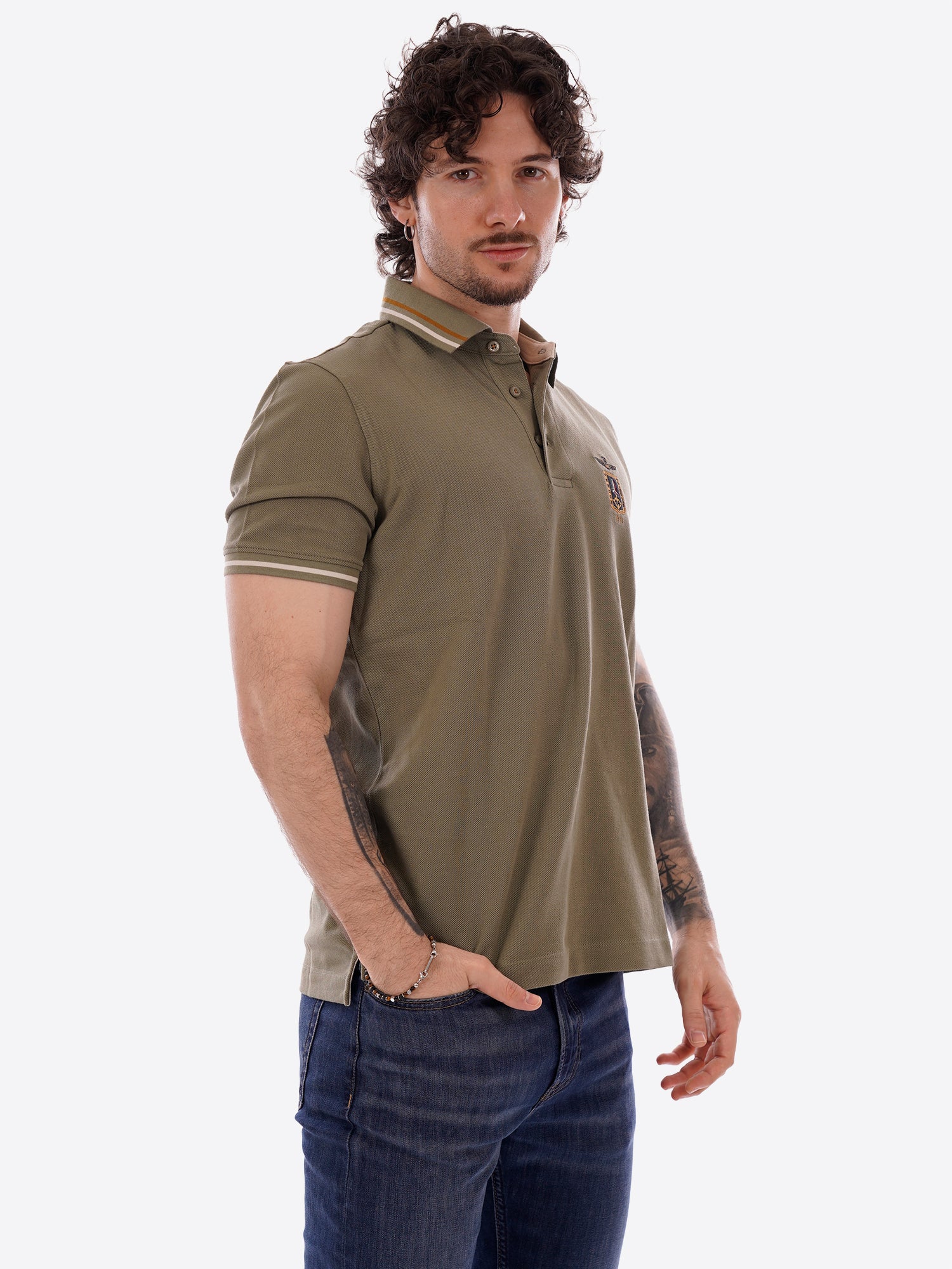 Polo maniche corte AERONAUTICA MILITARE da Uomo - verde PO191407304 VERDE