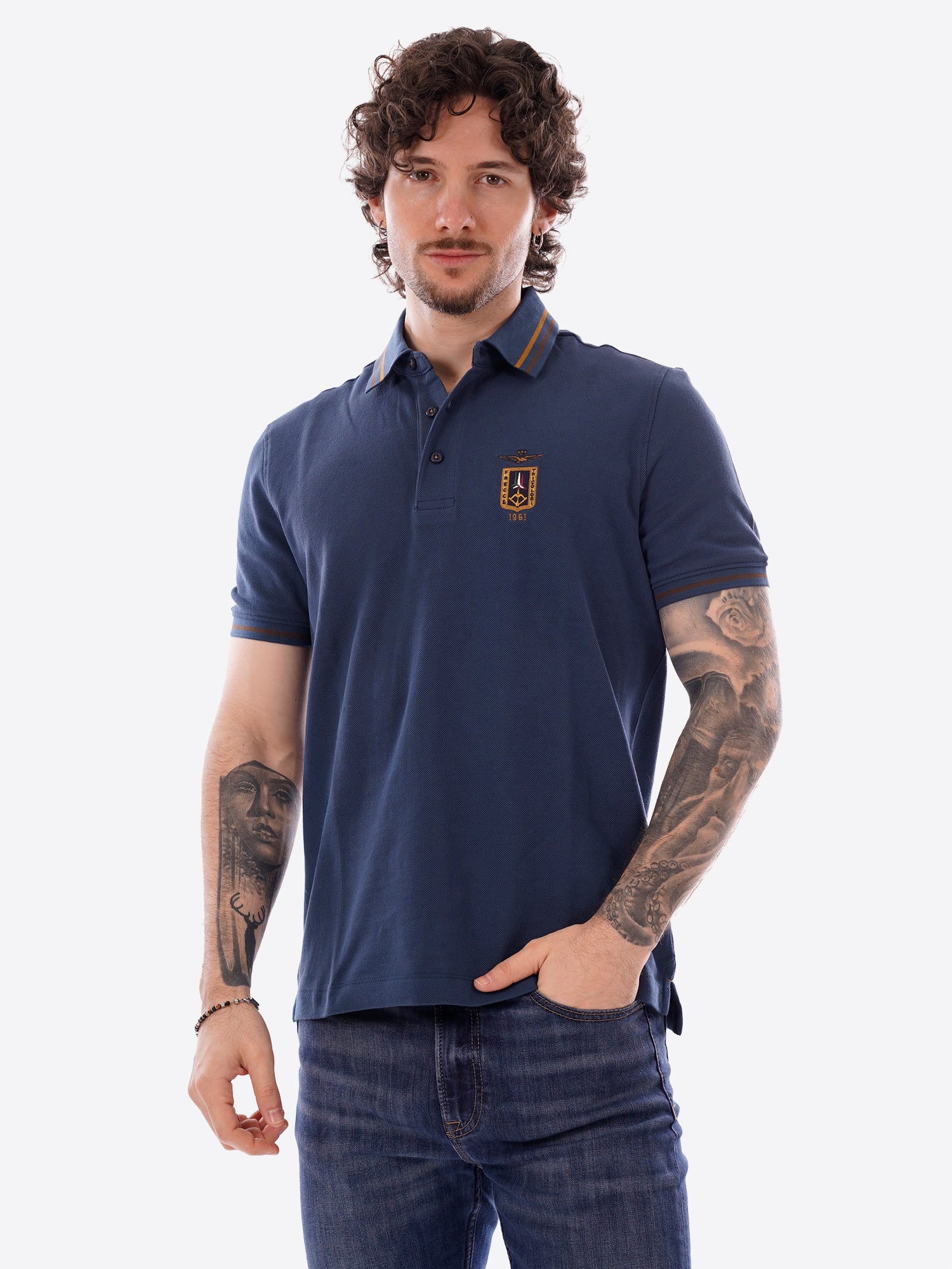 Polo maniche corte AERONAUTICA MILITARE da Uomo - blu PO191421315 BLUAVIO
