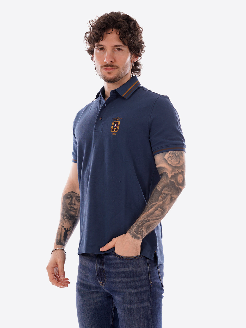 Polo maniche corte AERONAUTICA MILITARE da Uomo - blu PO191421315 BLUAVIO