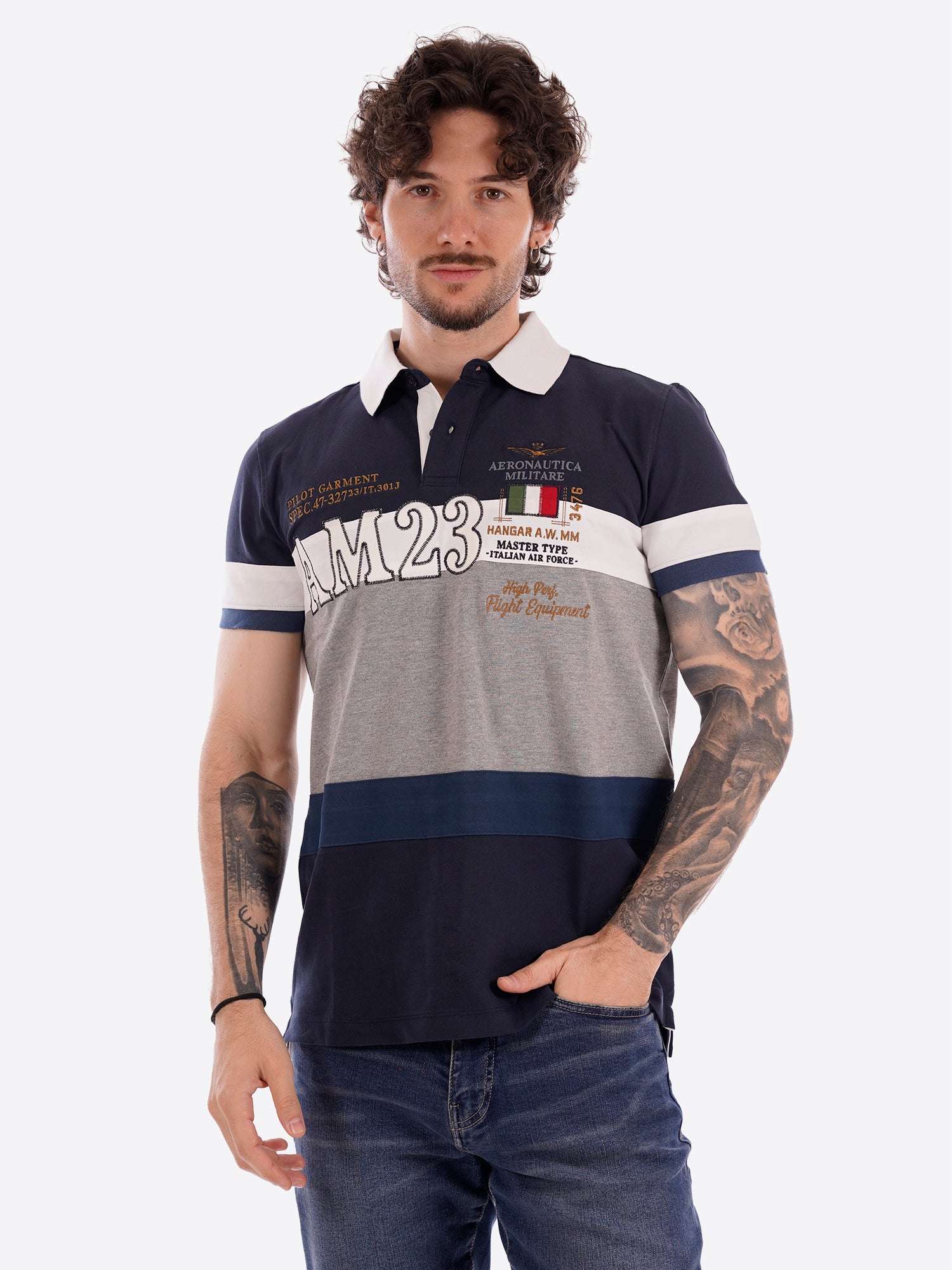 Polo maniche corte AERONAUTICA MILITARE da Uomo - blu PO191694727 BLUGRIGIO