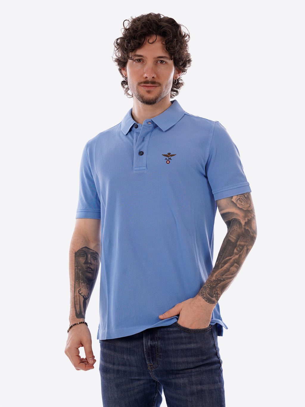 Polo maniche corte AERONAUTICA MILITARE da Uomo - blu PO192521324 CELESTE
