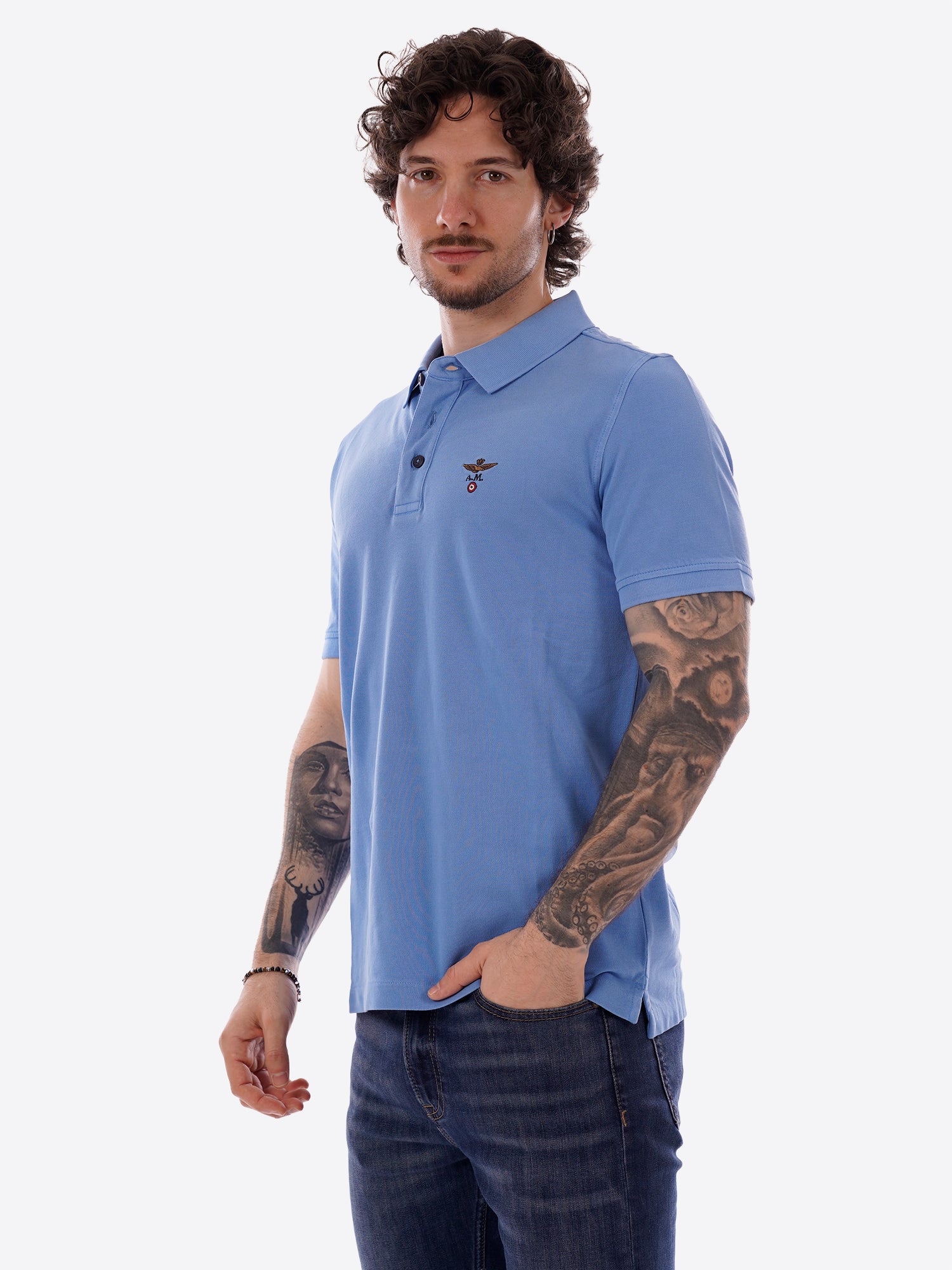 Polo maniche corte AERONAUTICA MILITARE da Uomo - blu PO192521324 CELESTE