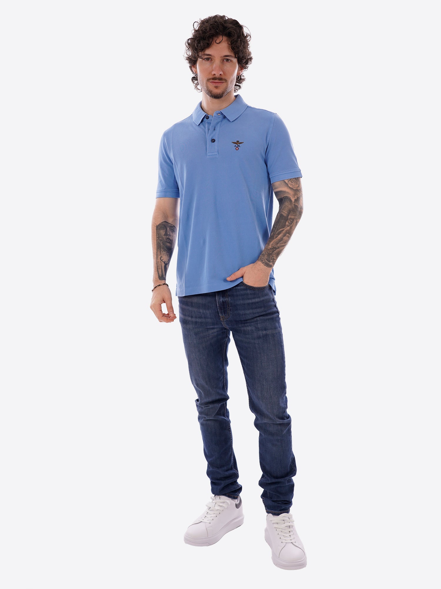 Polo maniche corte AERONAUTICA MILITARE da Uomo - blu PO192521324 CELESTE