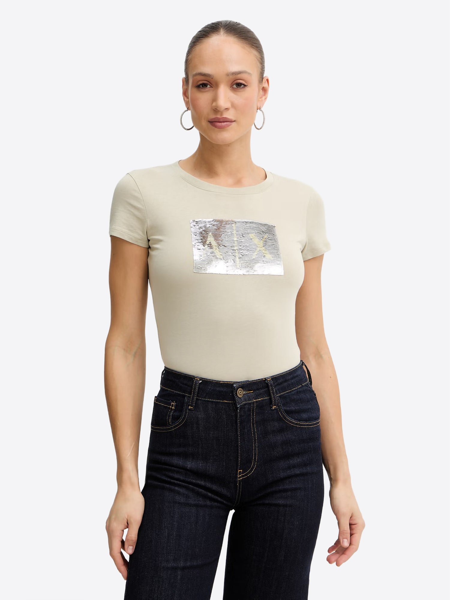 T-shirt AX ARMANI EXCHANGE da Donna - beige 8NYTDLYJ73ZU6275