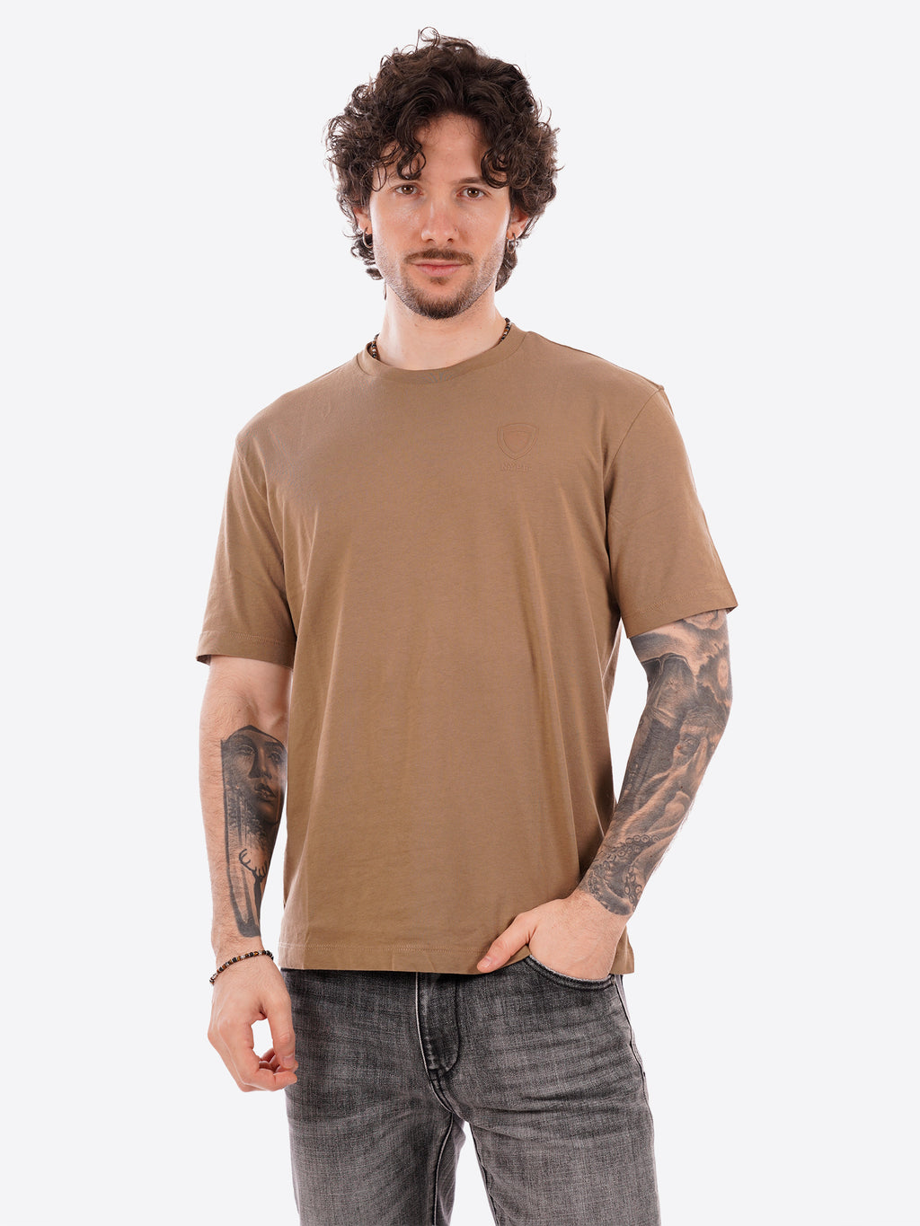 T-shirt BLAUER da Uomo - marrone BLUH02302340 NOCCIOLA
