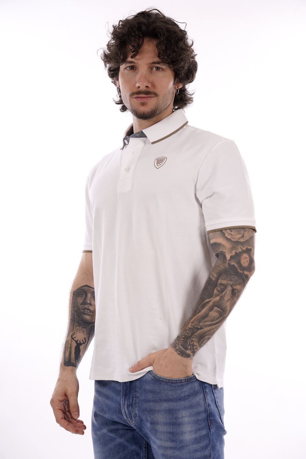 Polo maniche corte BLAUER da Uomo - bianco BLUT02288100 BIANCO
