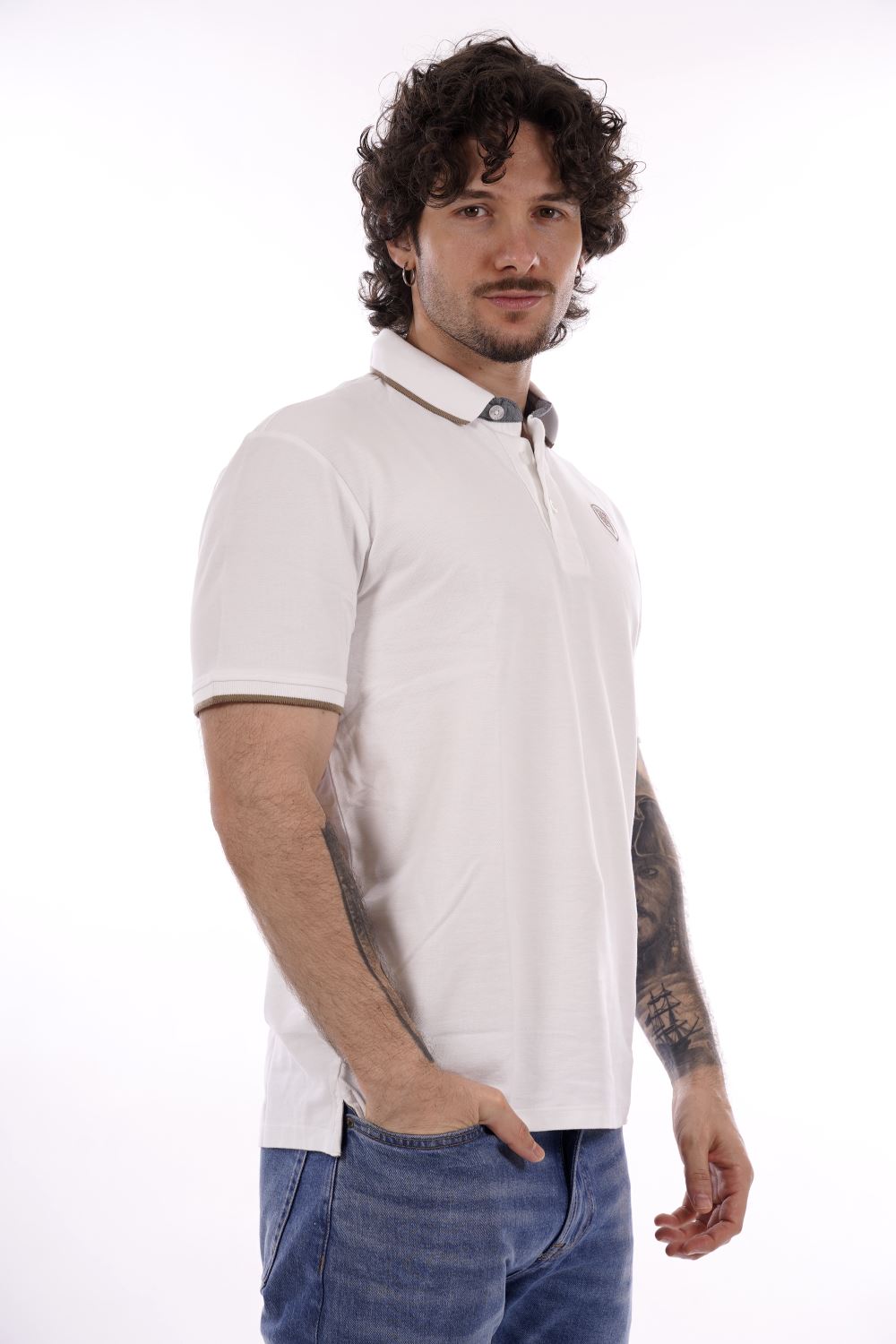 Polo maniche corte BLAUER da Uomo - bianco BLUT02288100 BIANCO