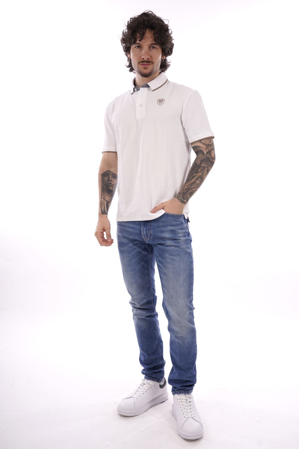 Polo maniche corte BLAUER da Uomo - bianco BLUT02288100 BIANCO