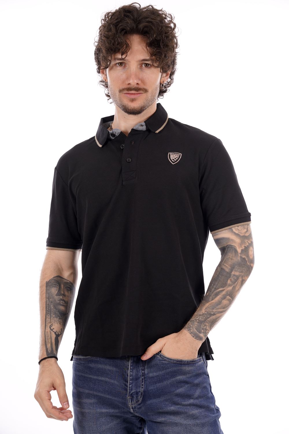 Polo maniche corte BLAUER da Uomo - nero BLUT02288999 NERO