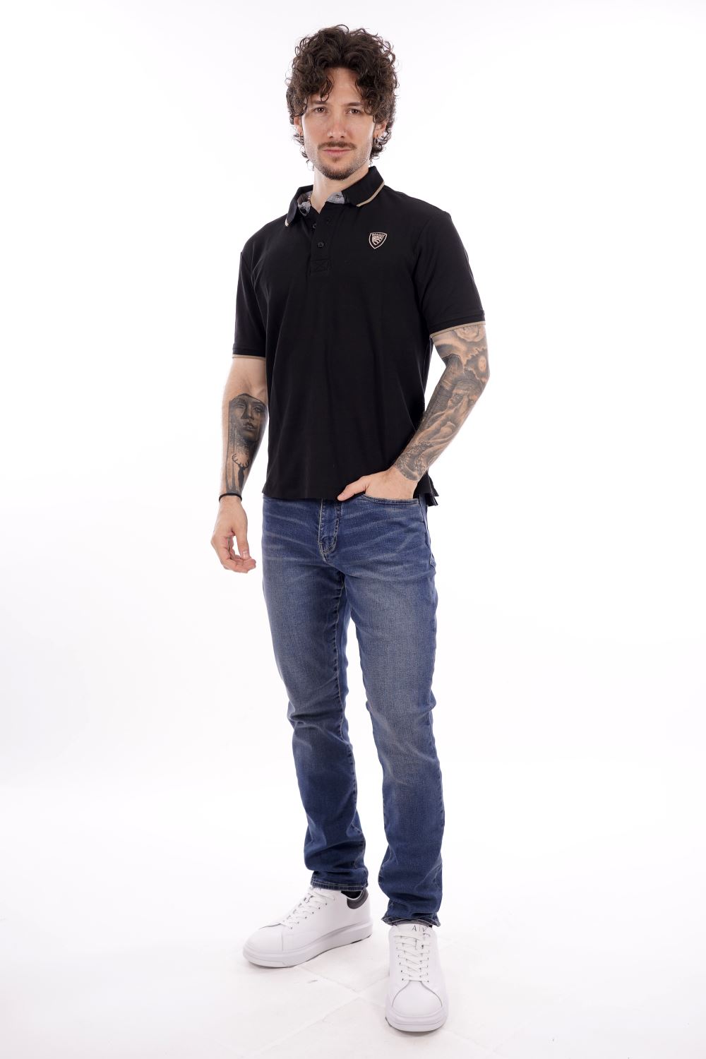 Polo maniche corte BLAUER da Uomo - nero BLUT02288999 NERO