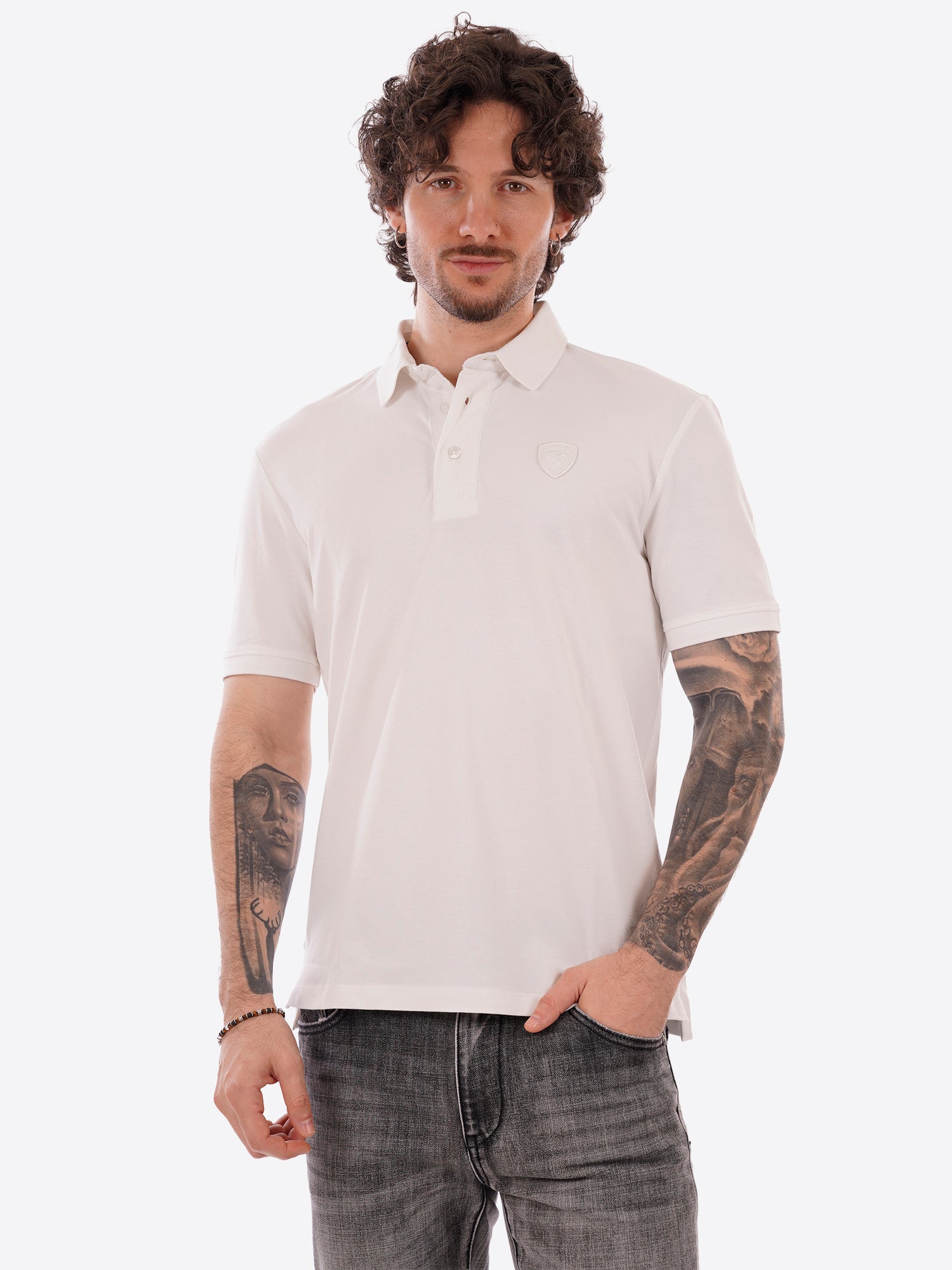Polo maniche corte BLAUER da Uomo - bianco BLUT02298100 BIANCO