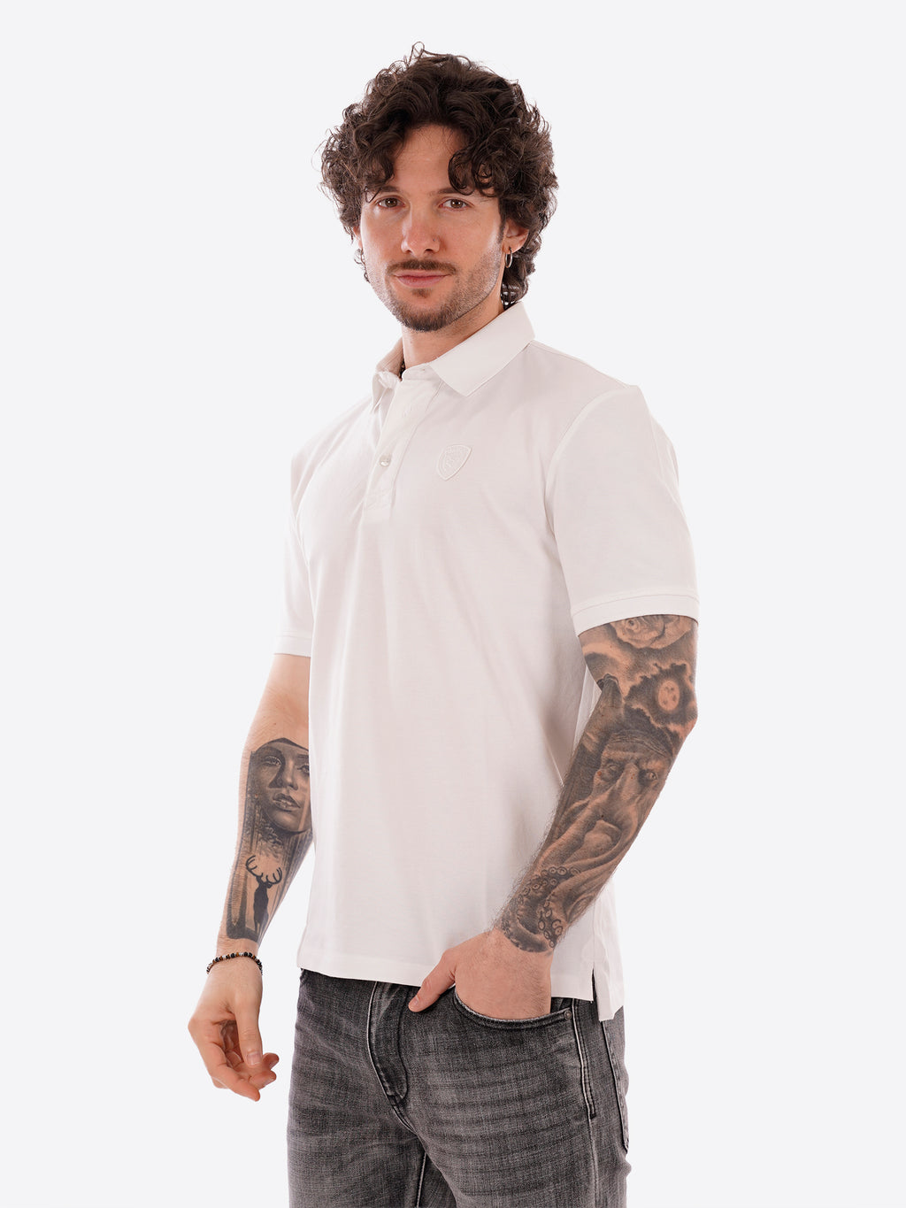 Polo maniche corte BLAUER da Uomo - bianco BLUT02298100 BIANCO