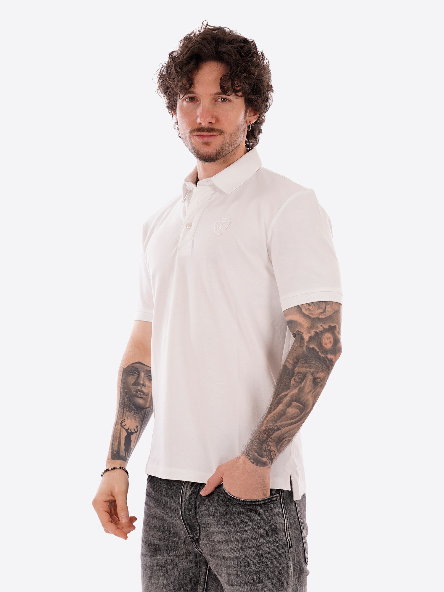 Polo maniche corte BLAUER da Uomo - bianco BLUT02298100 BIANCO