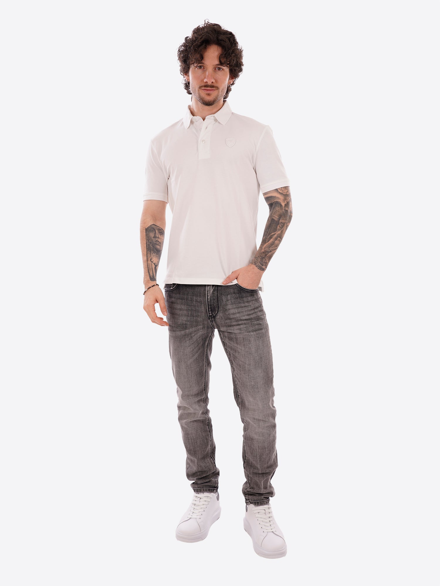 Polo maniche corte BLAUER da Uomo - bianco BLUT02298100 BIANCO