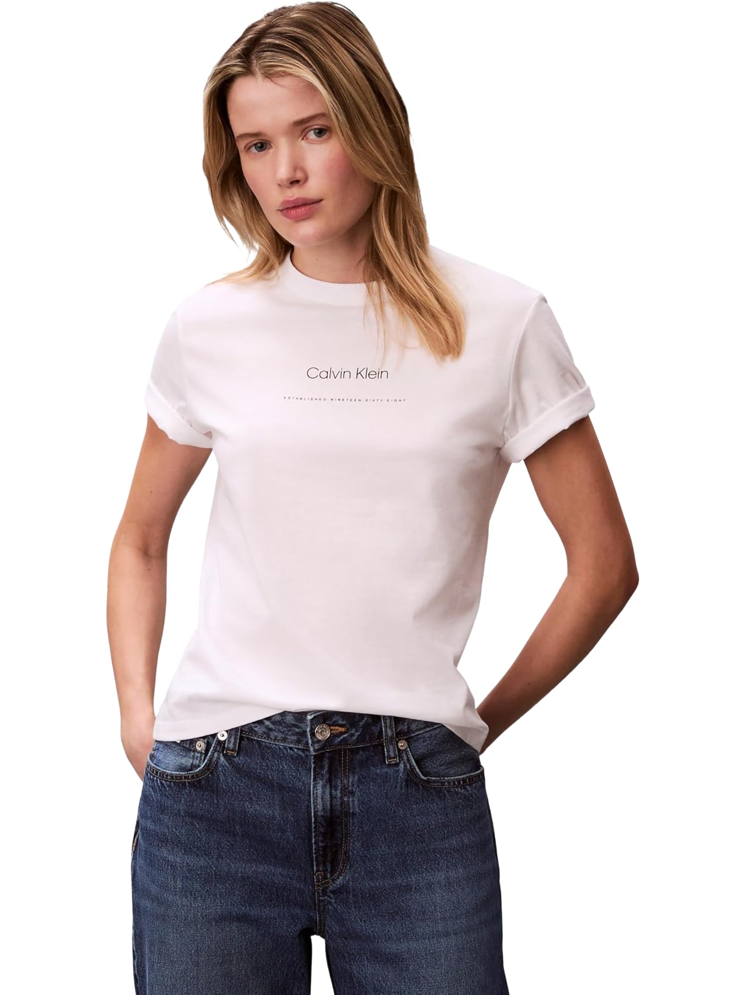 T-shirt CALVIN KLEIN da Donna - bianco LV047FC811YAF