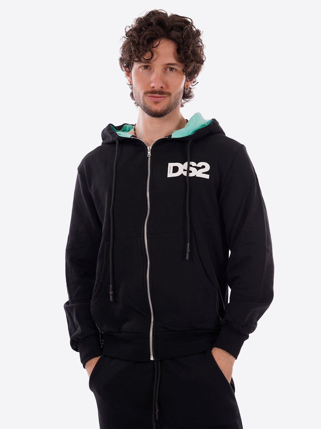 Felpa full zip cappuccio DS2 da Uomo - nero SS26210NEROMENTA