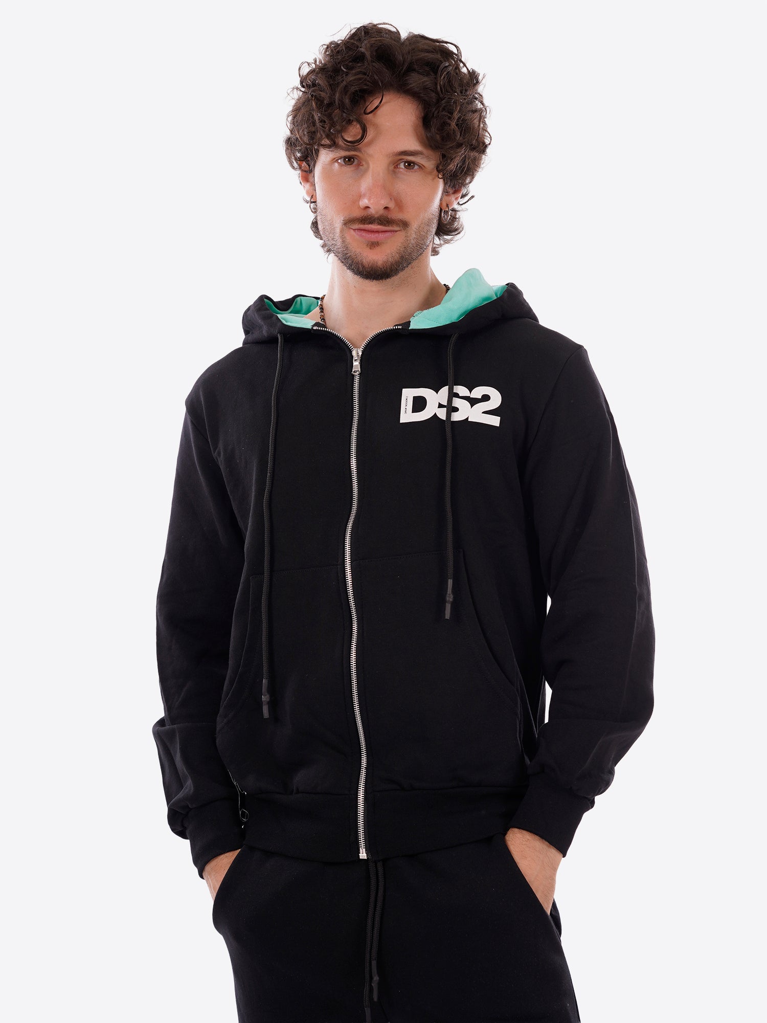 Felpa full zip cappuccio DS2 da Uomo - nero SS26210NEROMENTA