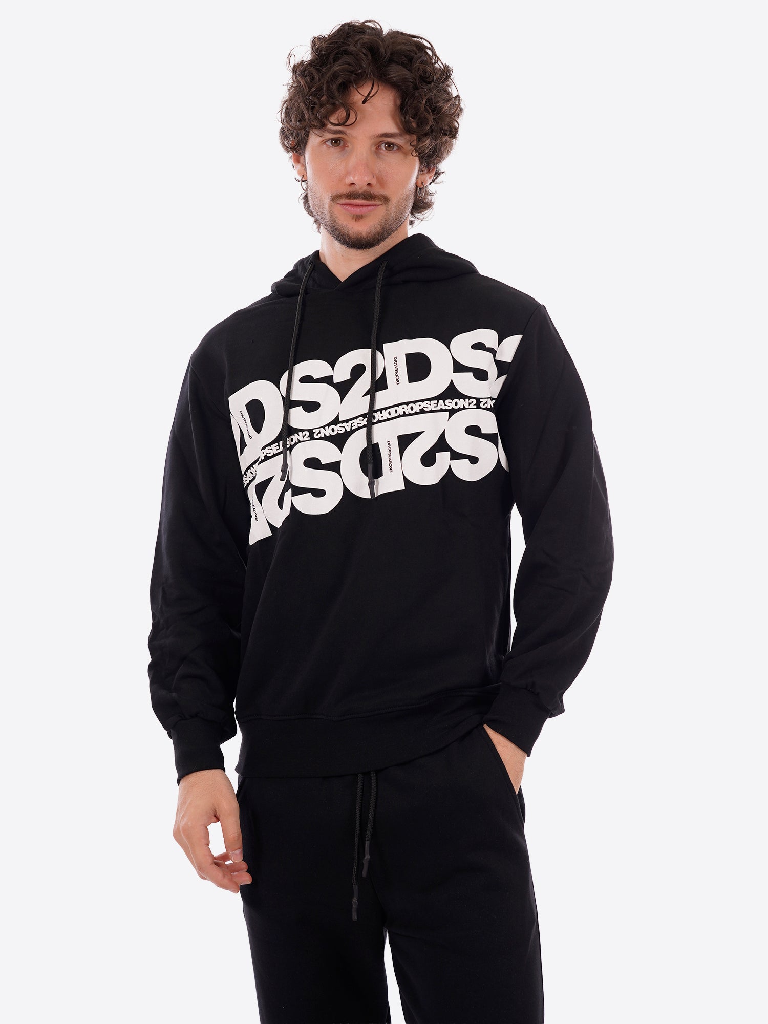 Felpa Cappuccio DS2 da Uomo - nero SS26261NEROBIANCO