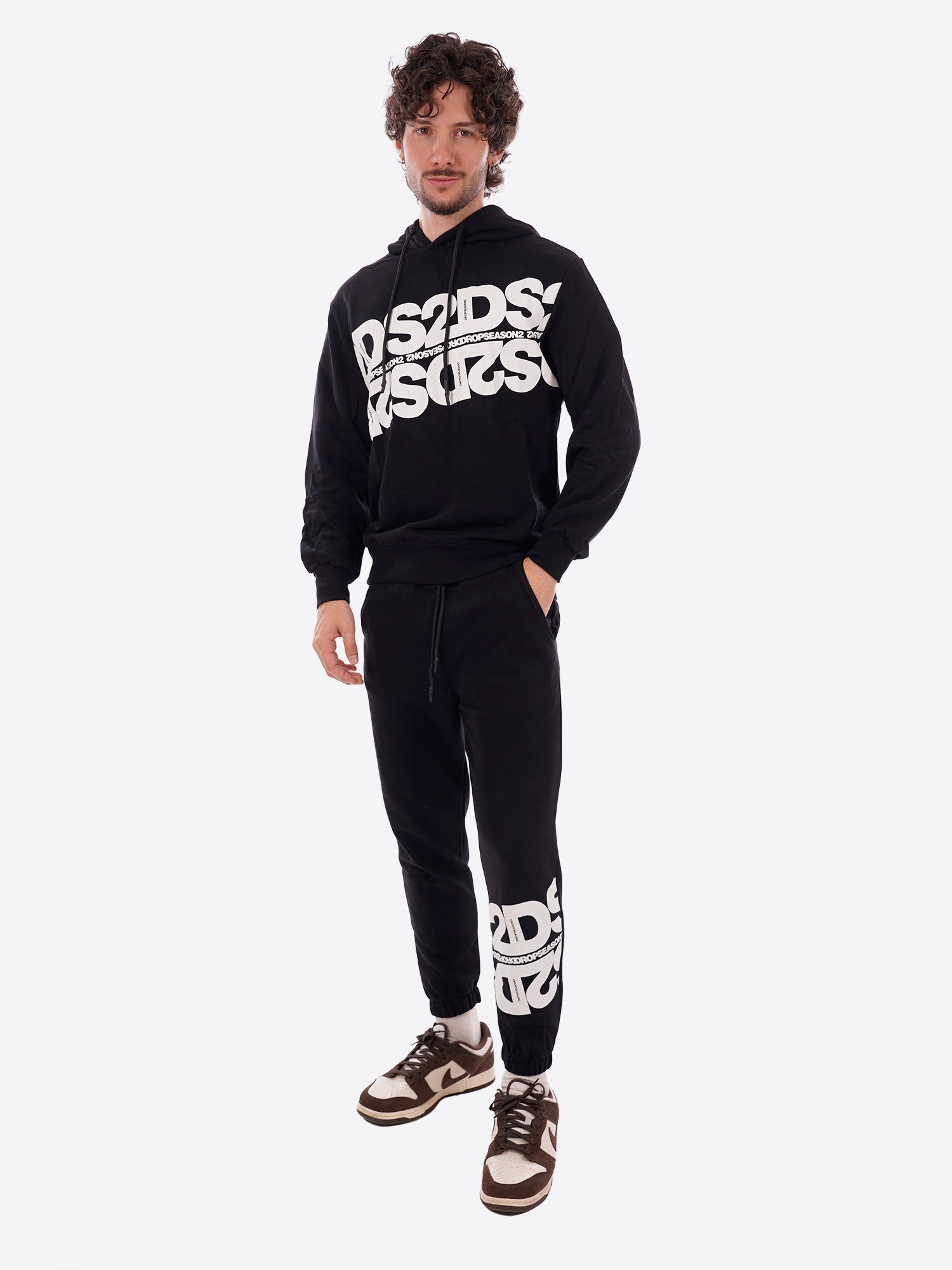 Felpa Cappuccio DS2 da Uomo - nero SS26261NEROBIANCO