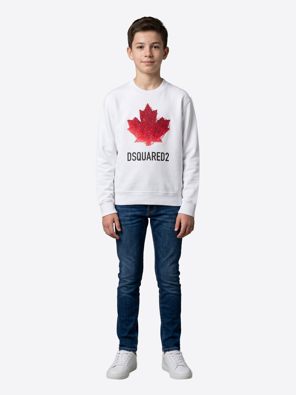 Felpa giro DSQUARED2 da Ragazzo - bianco DQ3193DQ100 BIANCO