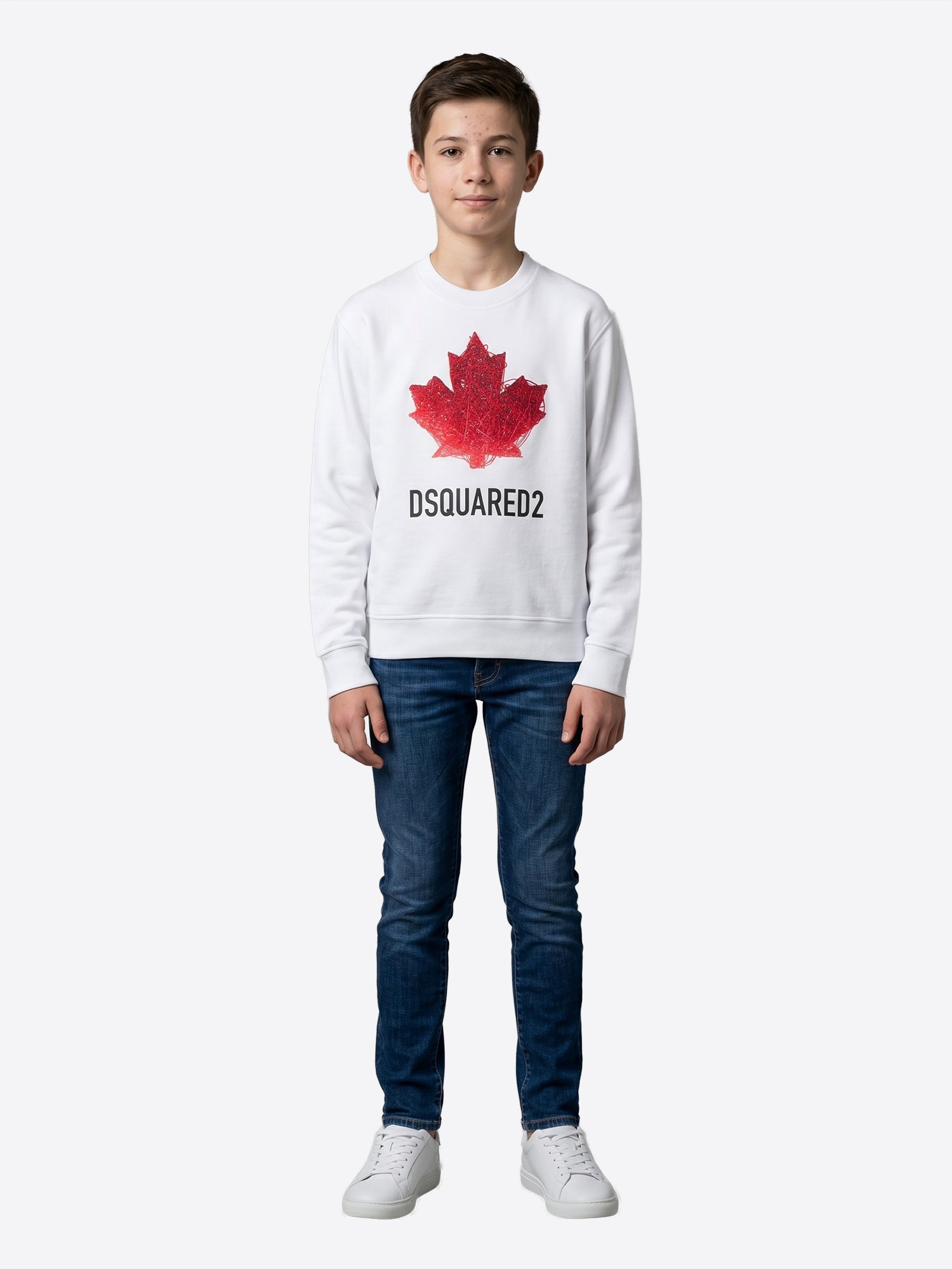 Felpa giro DSQUARED2 da Ragazzo - bianco DQ3193DQ100 BIANCO