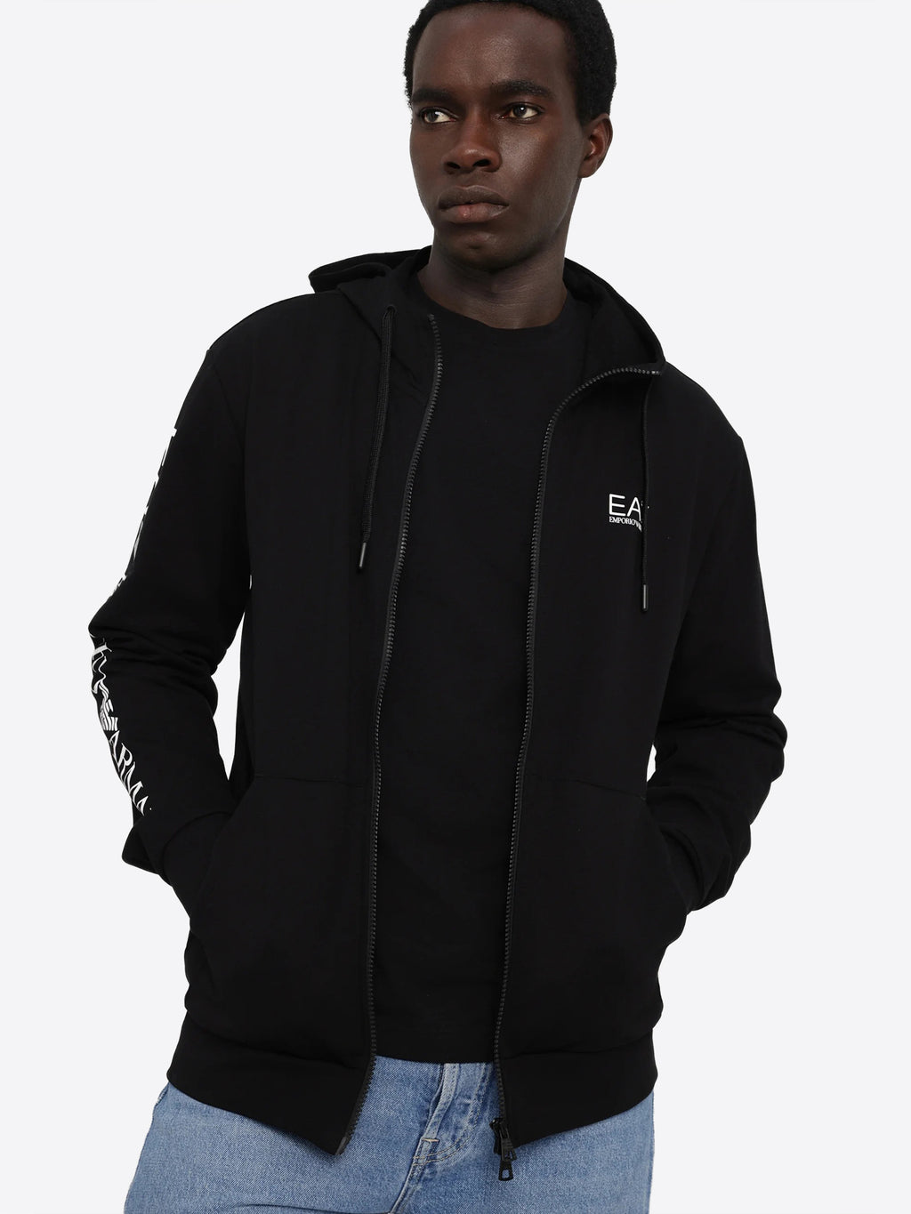Felpa full zip cappuccio EA7 da Uomo - nero 7M000568AF13512MC001 NERO