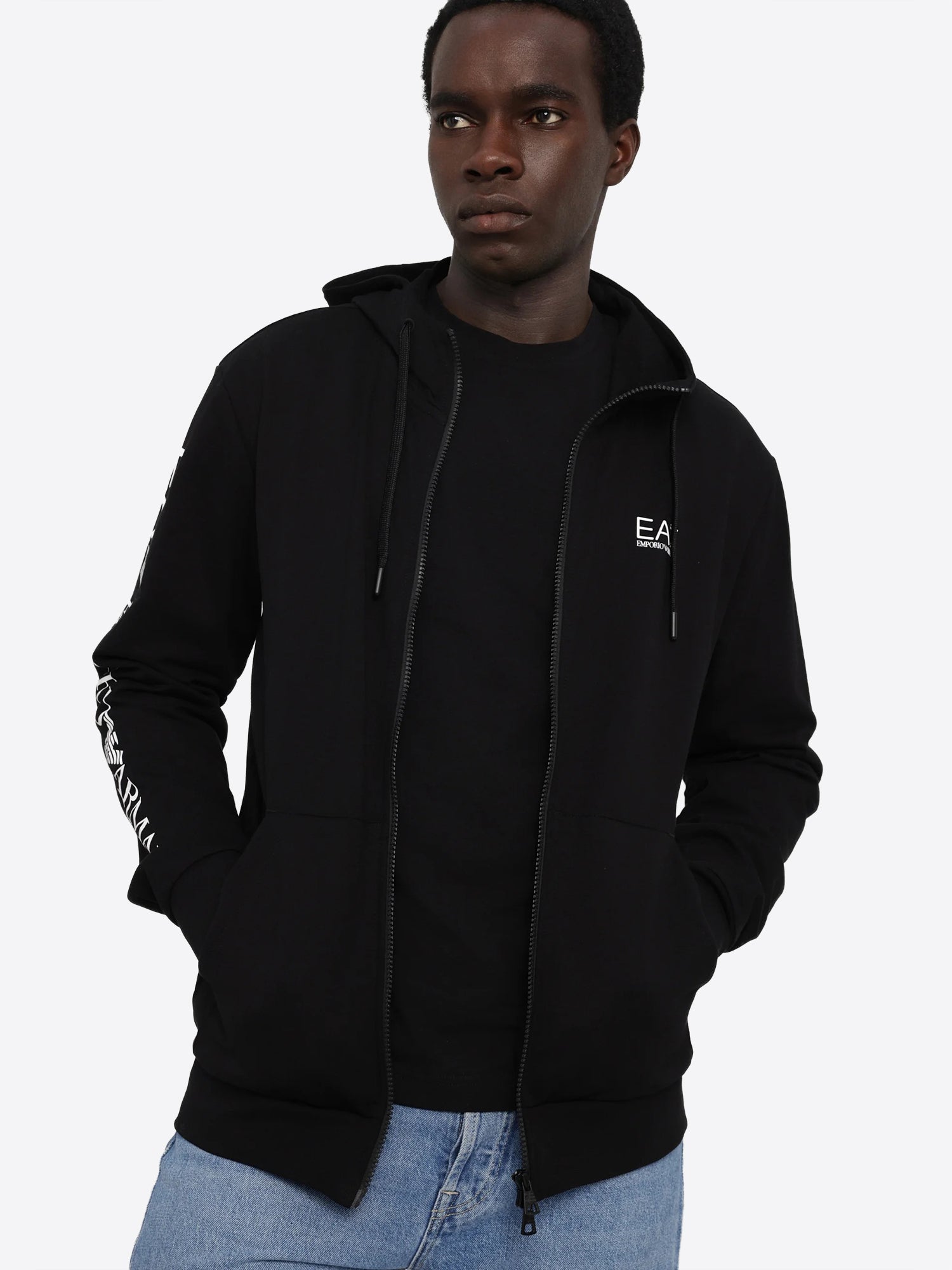 Felpa full zip cappuccio EA7 da Uomo - nero 7M000568AF13512MC001 NERO