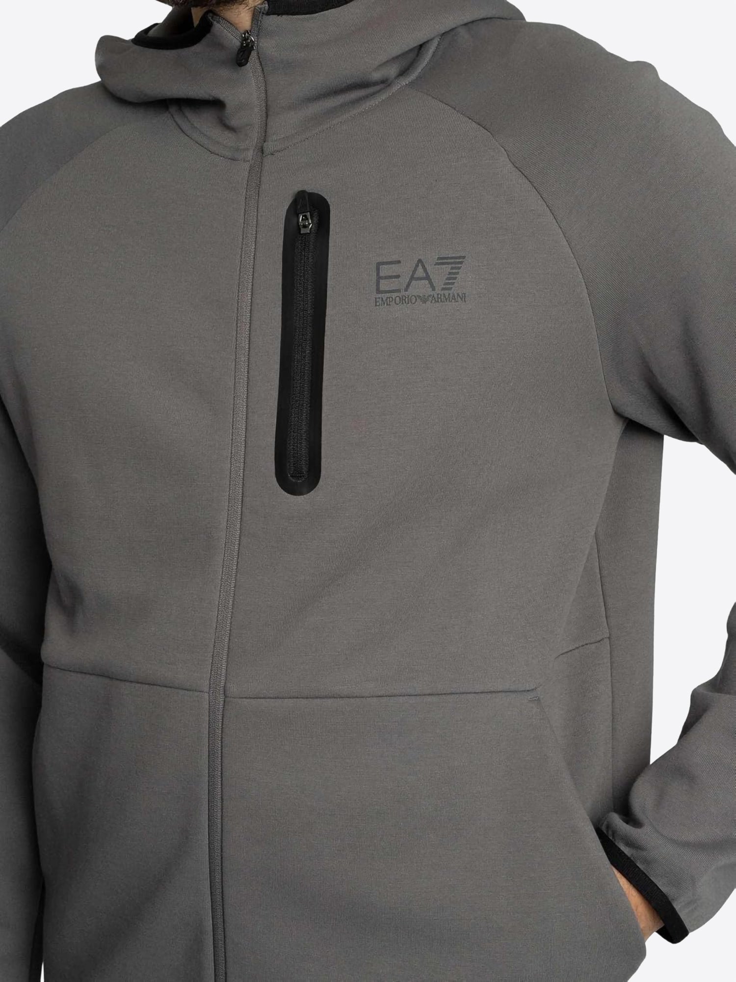 Felpa full zip cappuccio EA7 da Uomo - grigio 7M001598AF20845U8086 GRIGIO