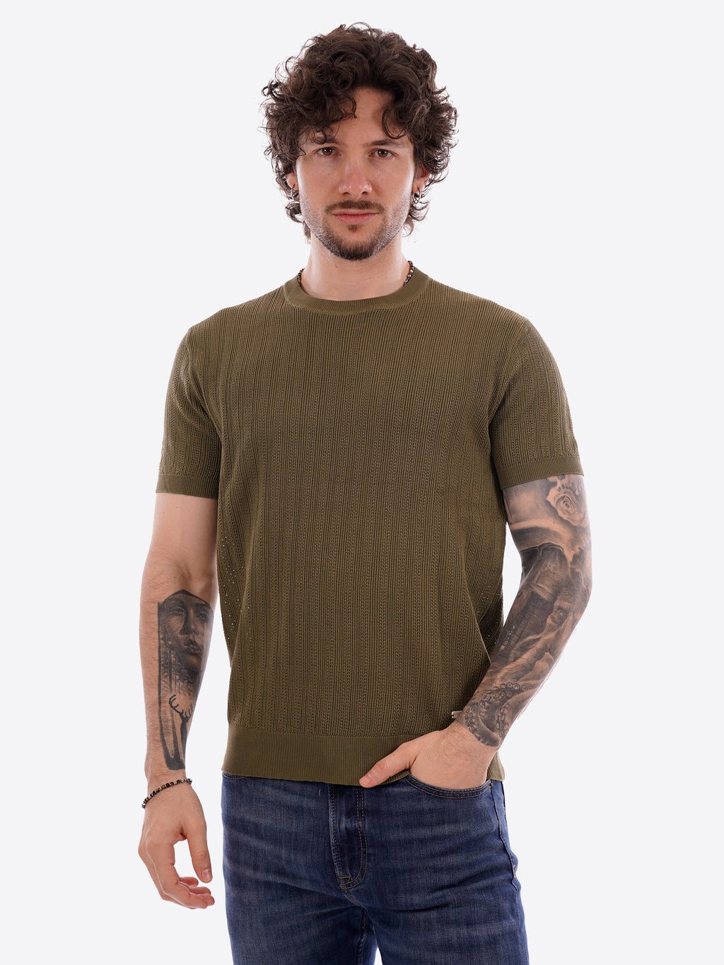 T-shirt GIANNI LUPO da Uomo - verde GL35338MILITARY