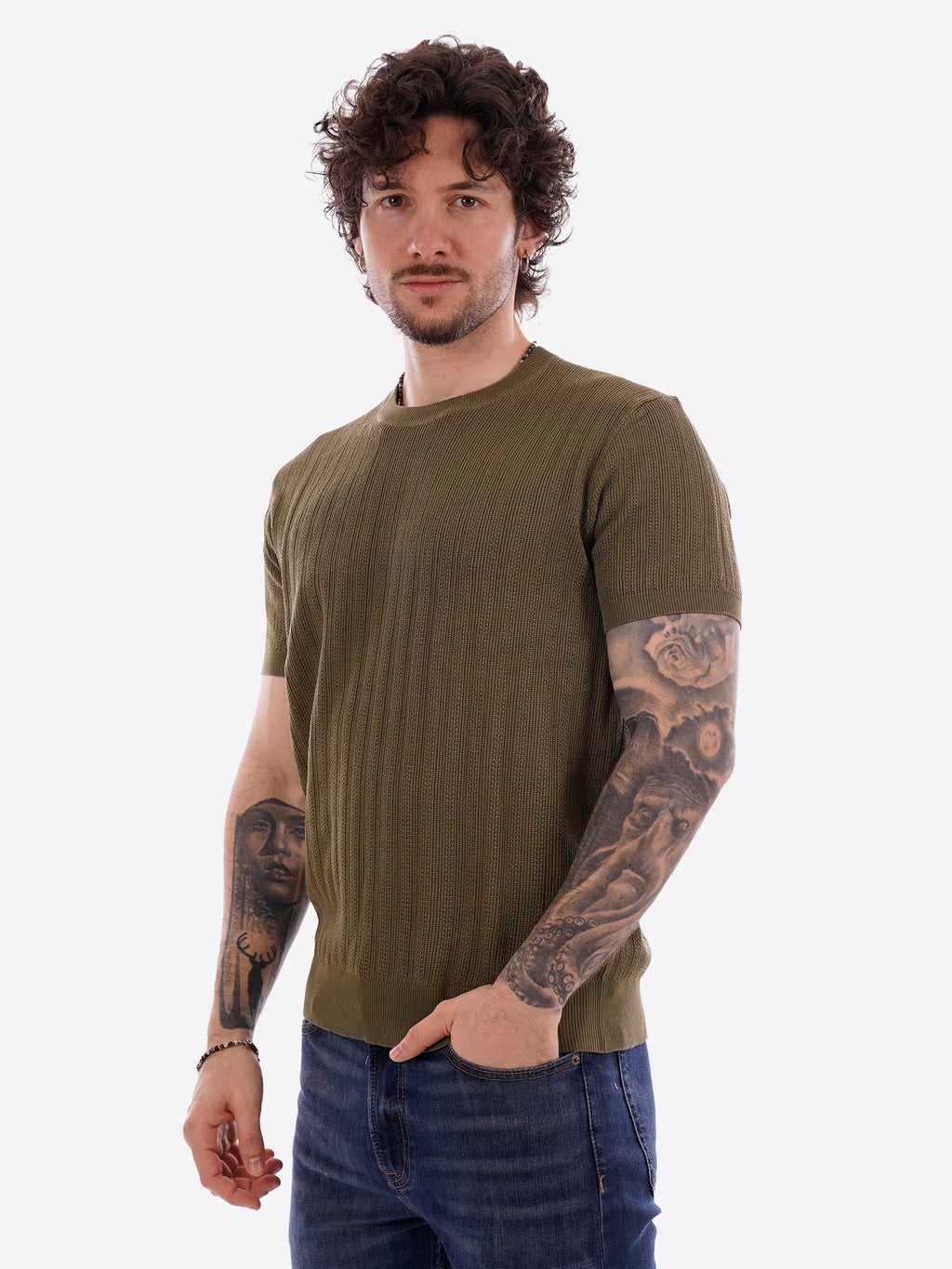 T-shirt GIANNI LUPO da Uomo - verde GL35338MILITARY