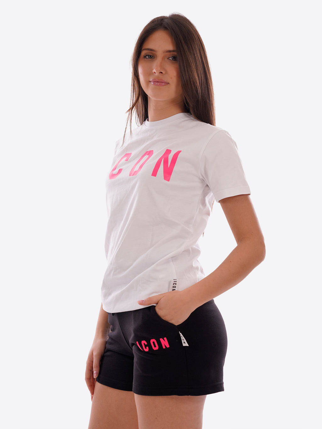 T-shirt ICON da Donna - bianco IDT001BIANCOFUCSIA