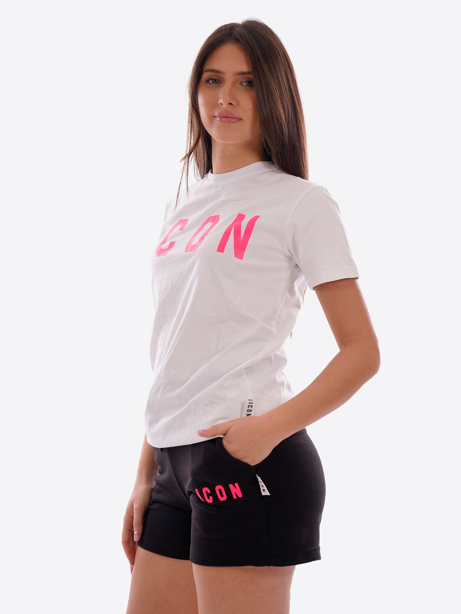 T-shirt ICON da Donna - bianco IDT001BIANCOFUCSIA