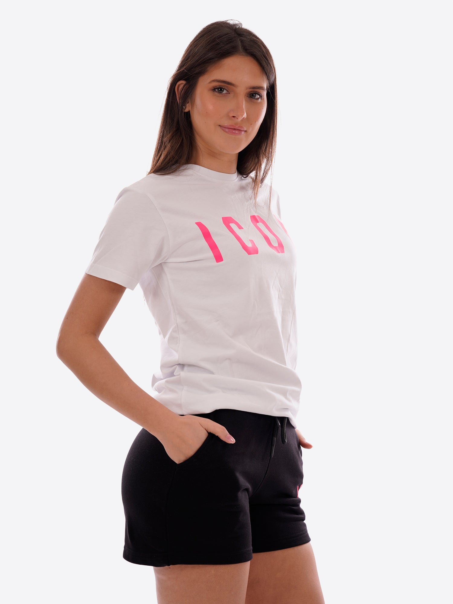 T-shirt ICON da Donna - bianco IDT001BIANCOFUCSIA