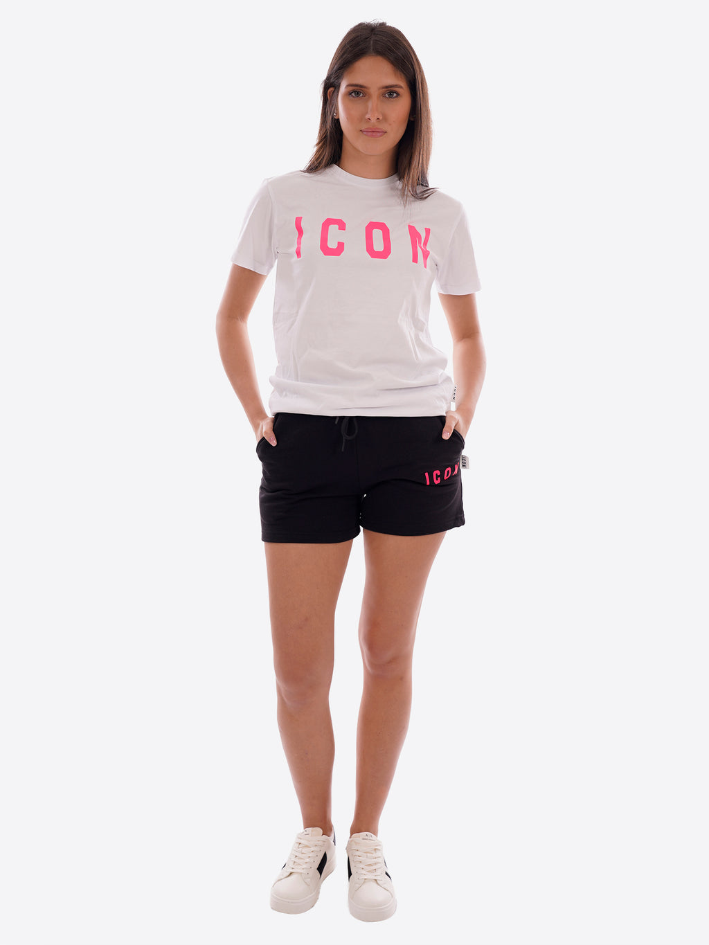 T-shirt ICON da Donna - bianco IDT001BIANCOFUCSIA