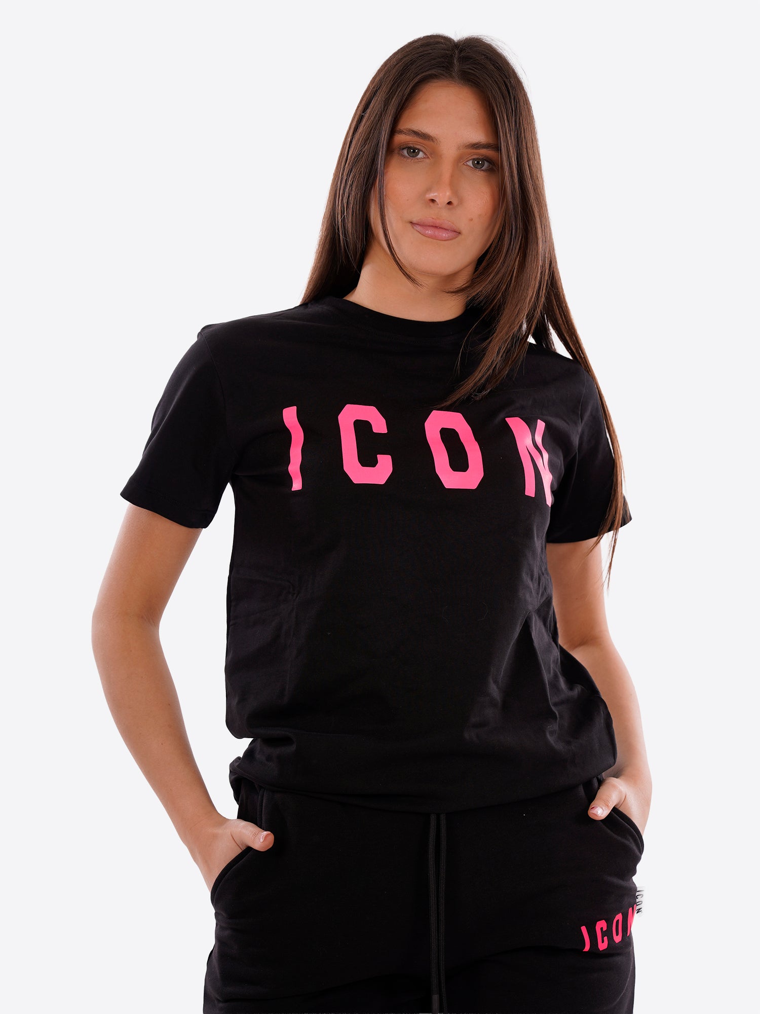 T-shirt ICON da Donna- nero IDT001NEROFUCSIA