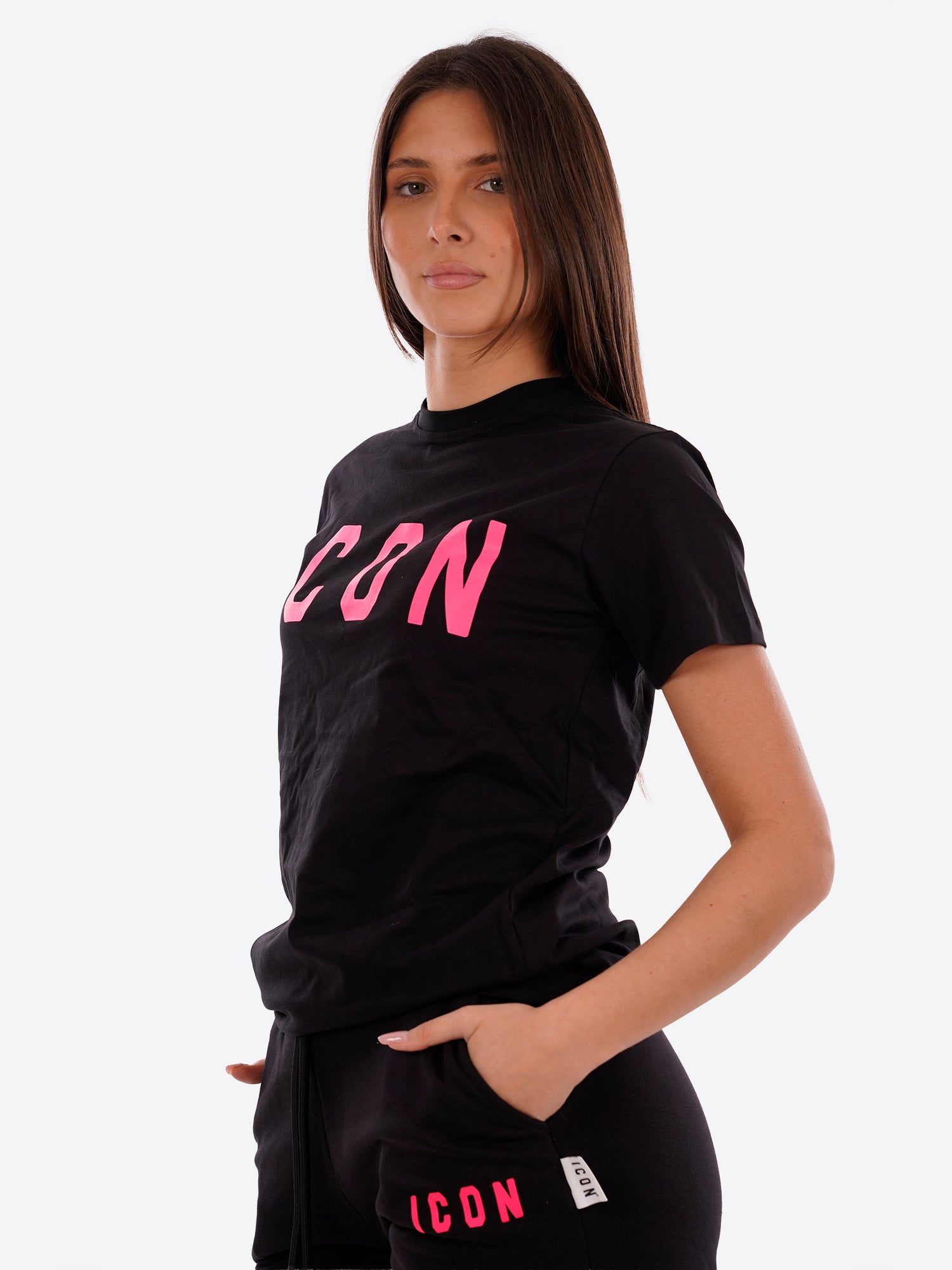 T-shirt ICON da Donna- nero IDT001NEROFUCSIA