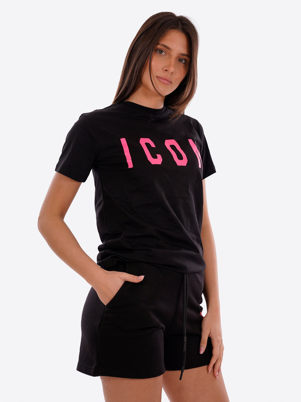T-shirt ICON da Donna- nero IDT001NEROFUCSIA