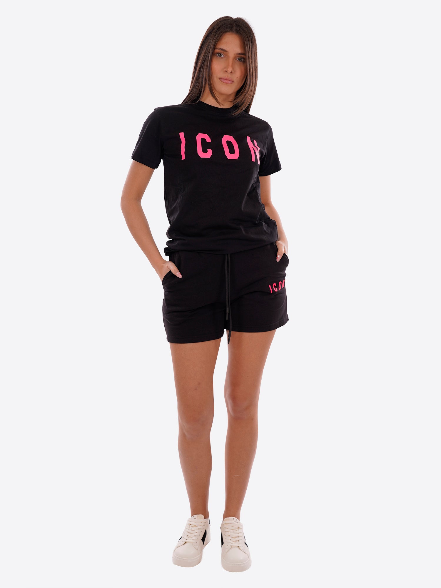 T-shirt ICON da Donna- nero IDT001NEROFUCSIA