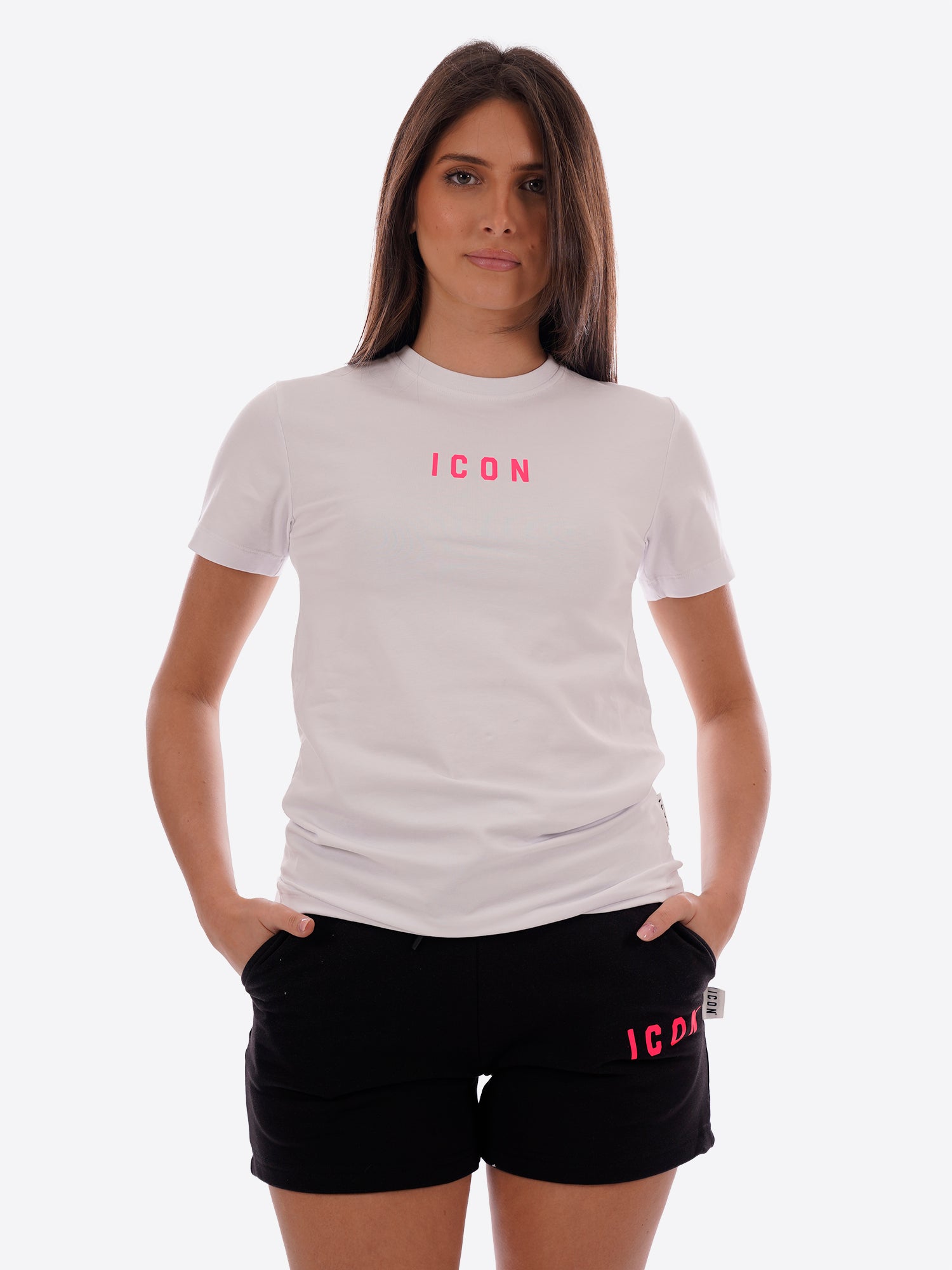 T-shirt ICON da Donna - bianco IDT002BIANCOFUCSIA