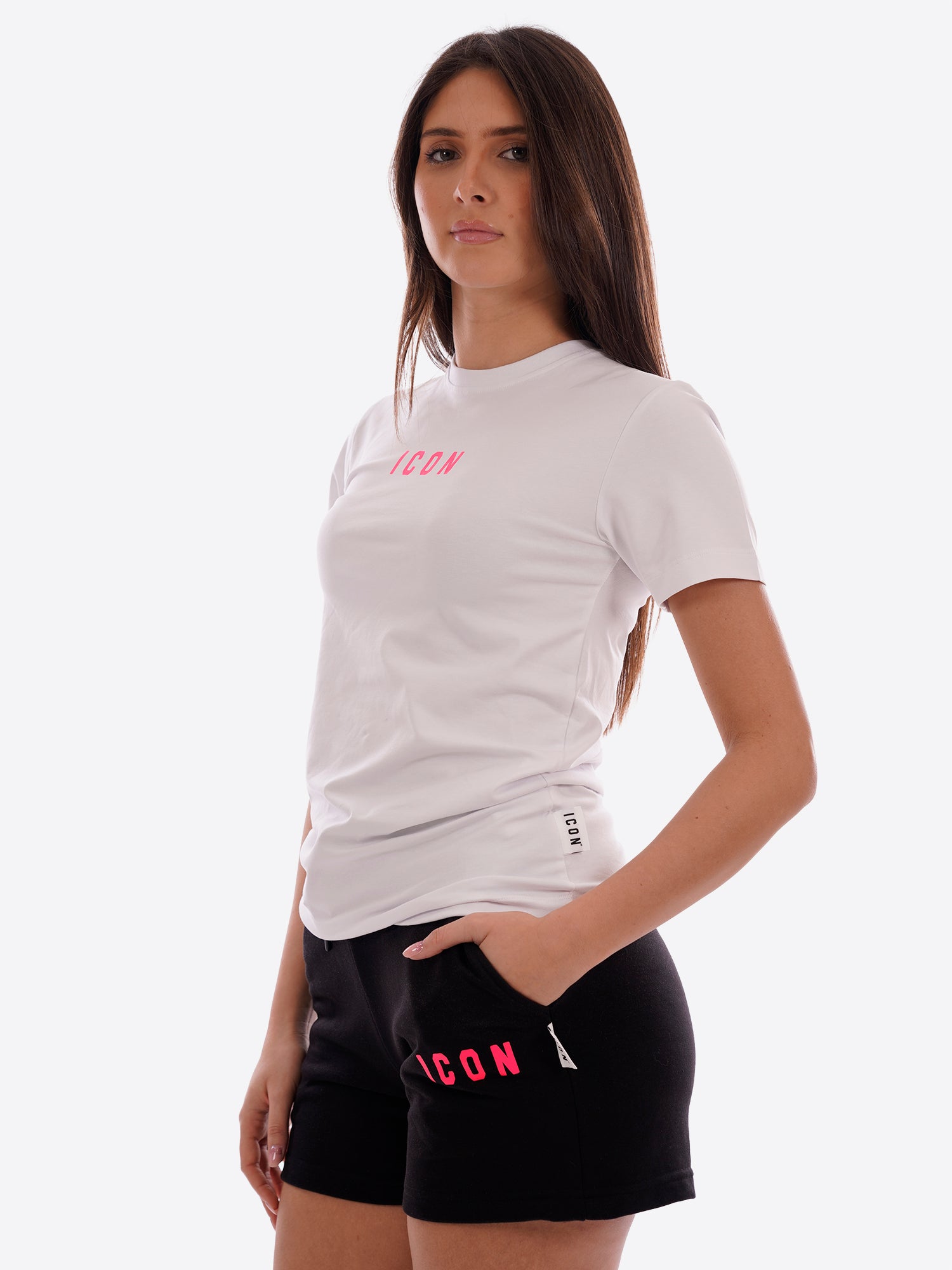 T-shirt ICON da Donna - bianco IDT002BIANCOFUCSIA