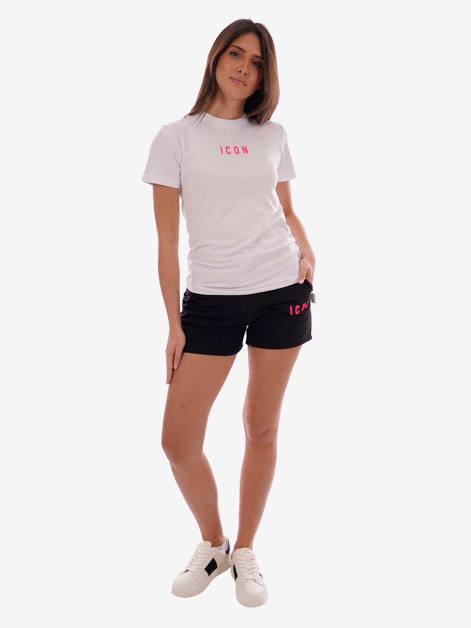 T-shirt ICON da Donna - bianco IDT002BIANCOFUCSIA